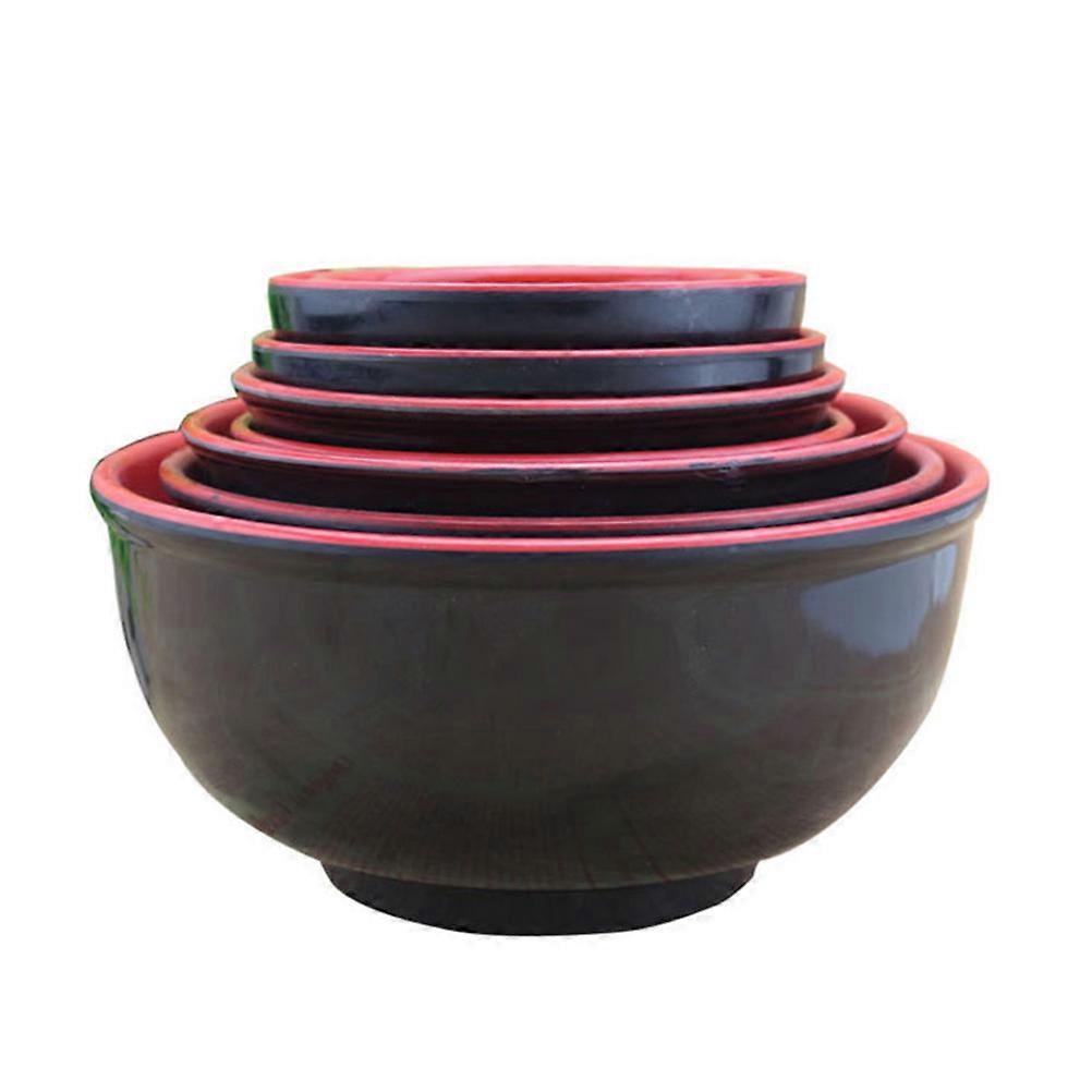 Imitation Porcelain Soup Bowl Unbreakable Healthy 19x9cm Black Red Double Color