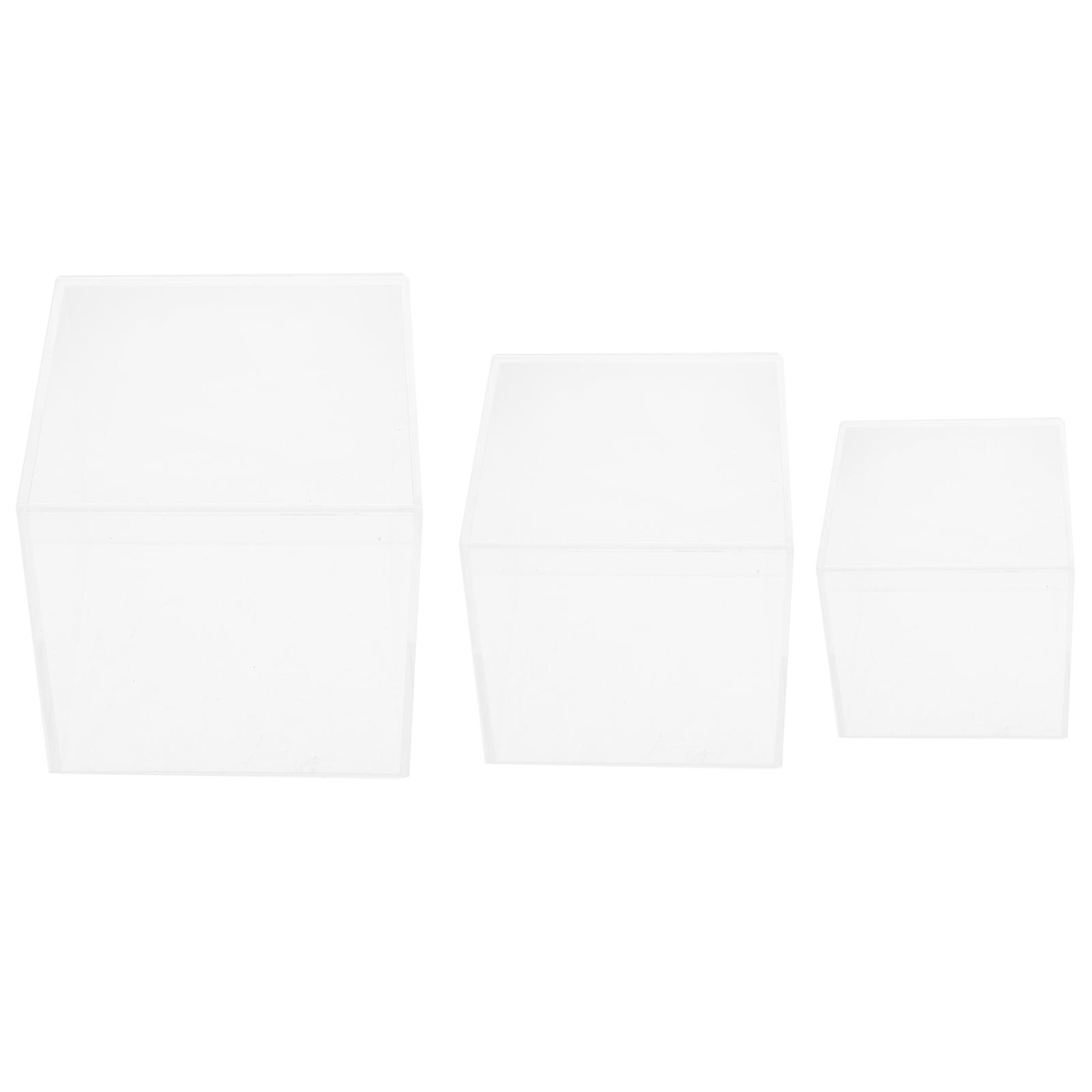3pcs Acrylic Cube Stand Risers Square Containers for Collectibles