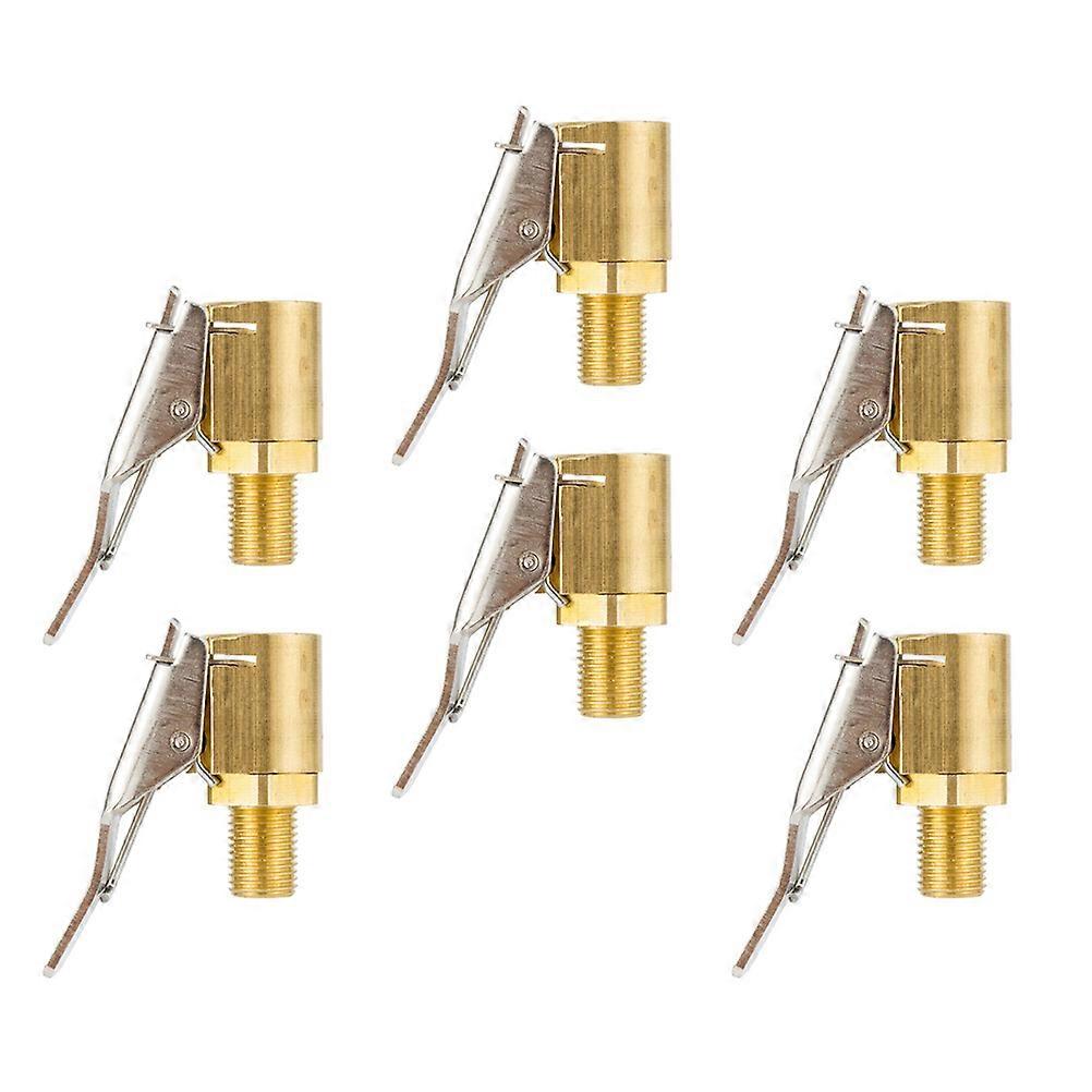 6pcs Durable Brass Car Thread Air Chuck for Inflator with Golden Color and Firm Grip