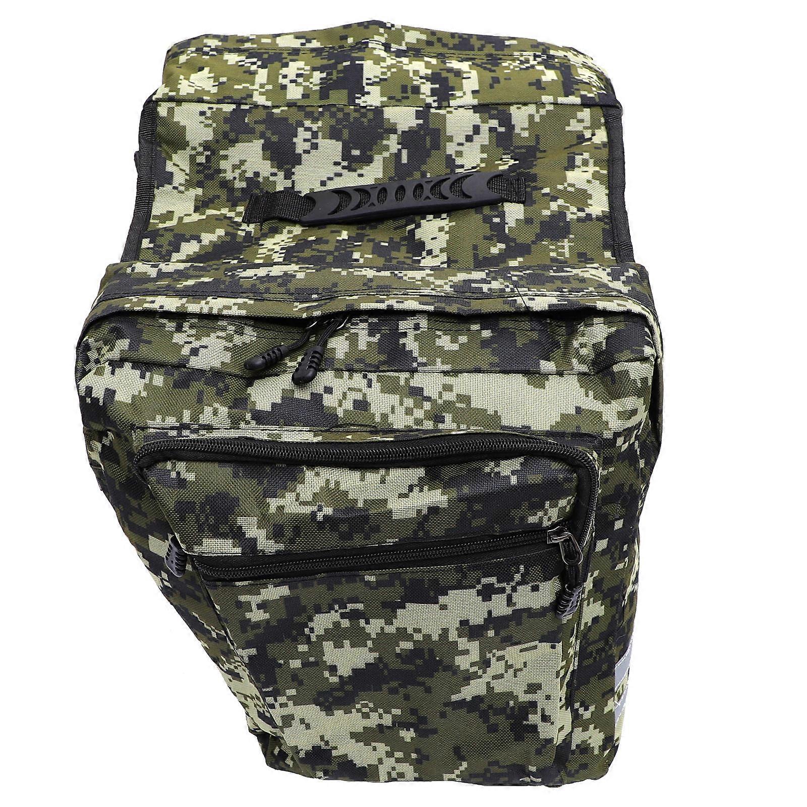 Rear Rack Bag Waterproof Large Capacity Green Canvas Two Water Bottle Pockets 1Pack