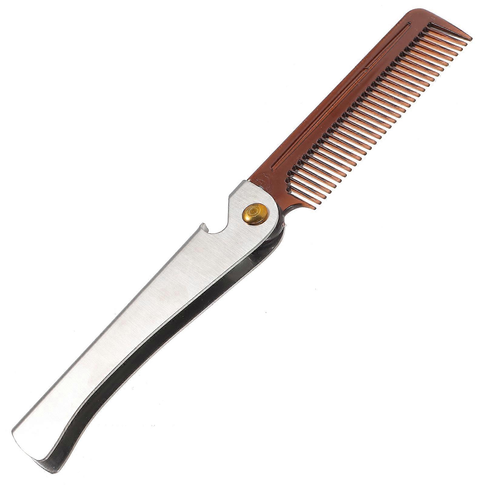 Folding Beard Comb Grooming Use Sleek Design Multi Color Stainless Steel 1Set