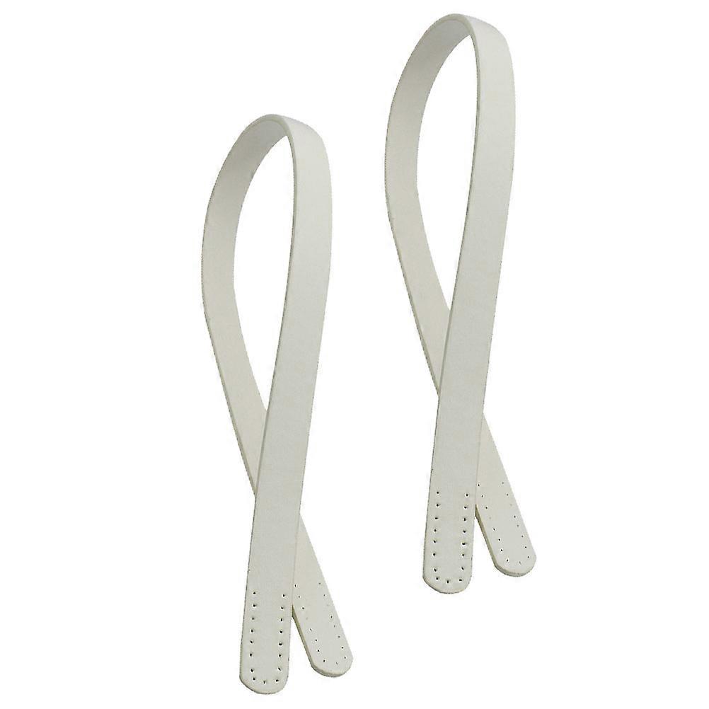 White PU Handbag Handles Durable Tote Bag Replacement Strap 60cm Porous Ends Design for DIY