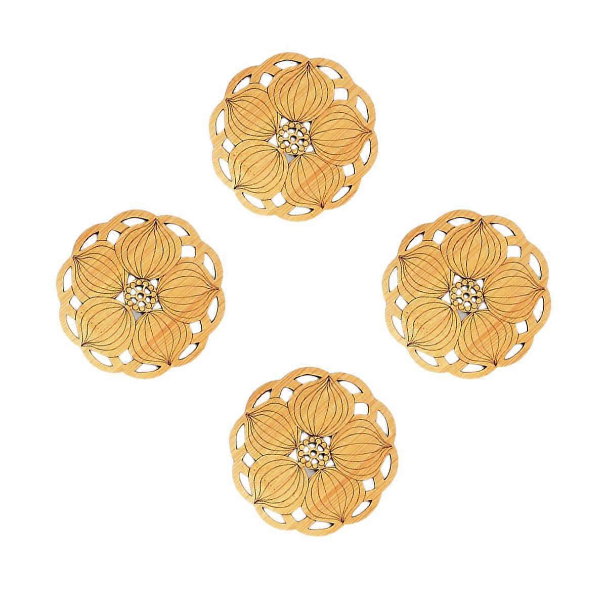 Coffee Table Coasters Rustic Vintage Square Bamboo For Engagement Wedding 6Pcs