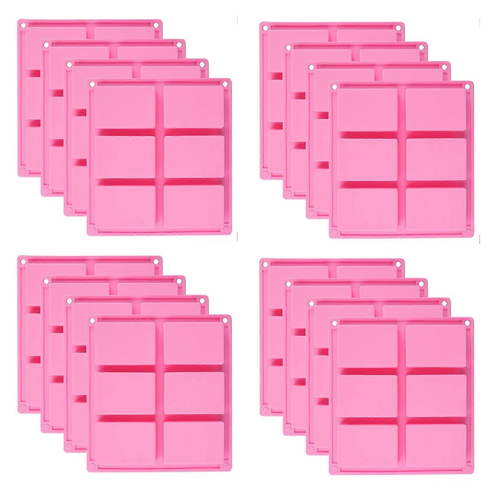 16 Pack Silicone Soap Molds - 6 Cavity Rectangle DIY Soap Molds for Cake, Cupcake, Muffin, Coffee Ca