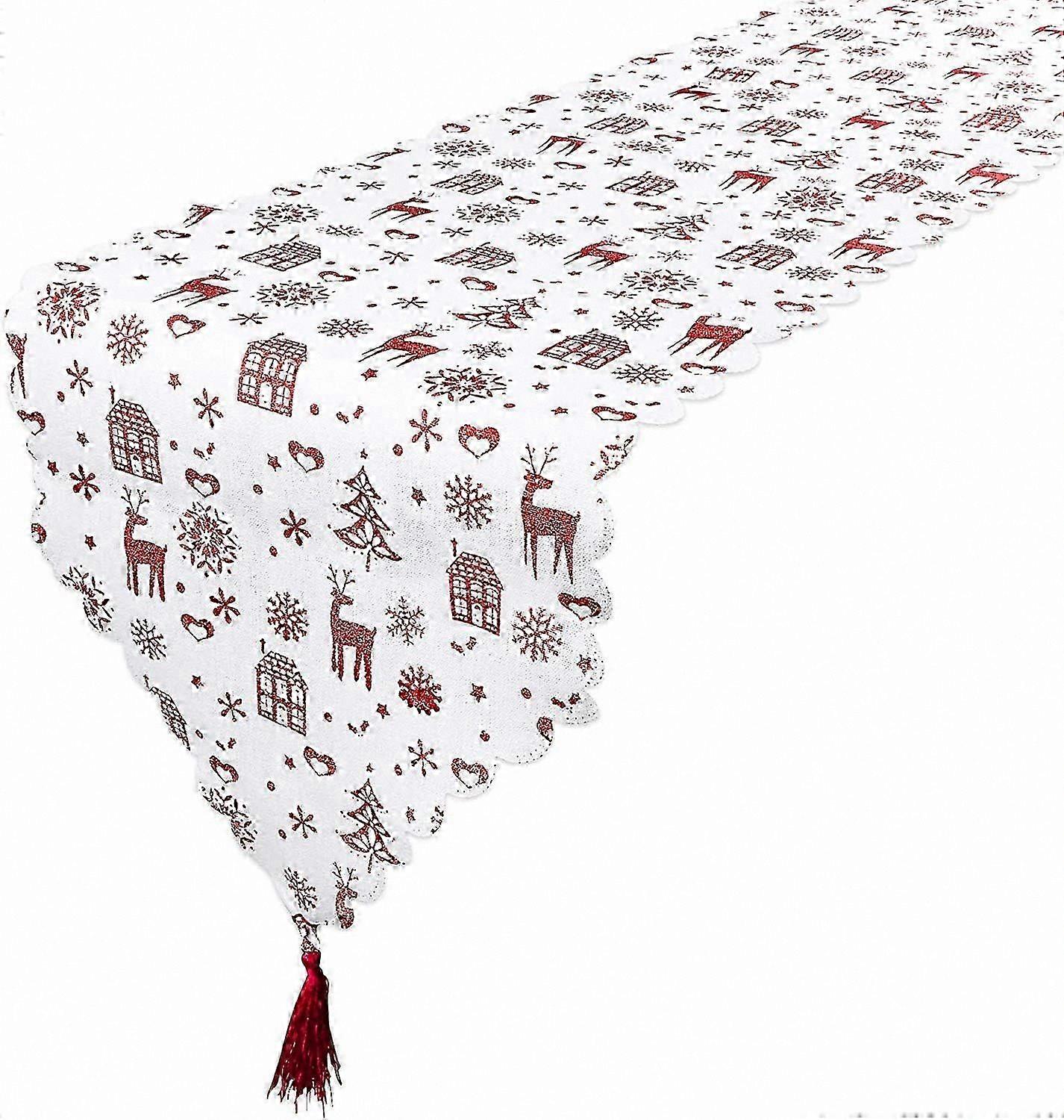 White Christmas Table Runner 35x180cm Holiday Decoration