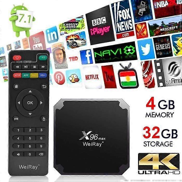 TV BOX - WEIRAY 4GB + 32GB X96mini Smart Multimedia Decoder Android 7.1Amlogic S905W Quad Core 4K HDTV HDR WiFi