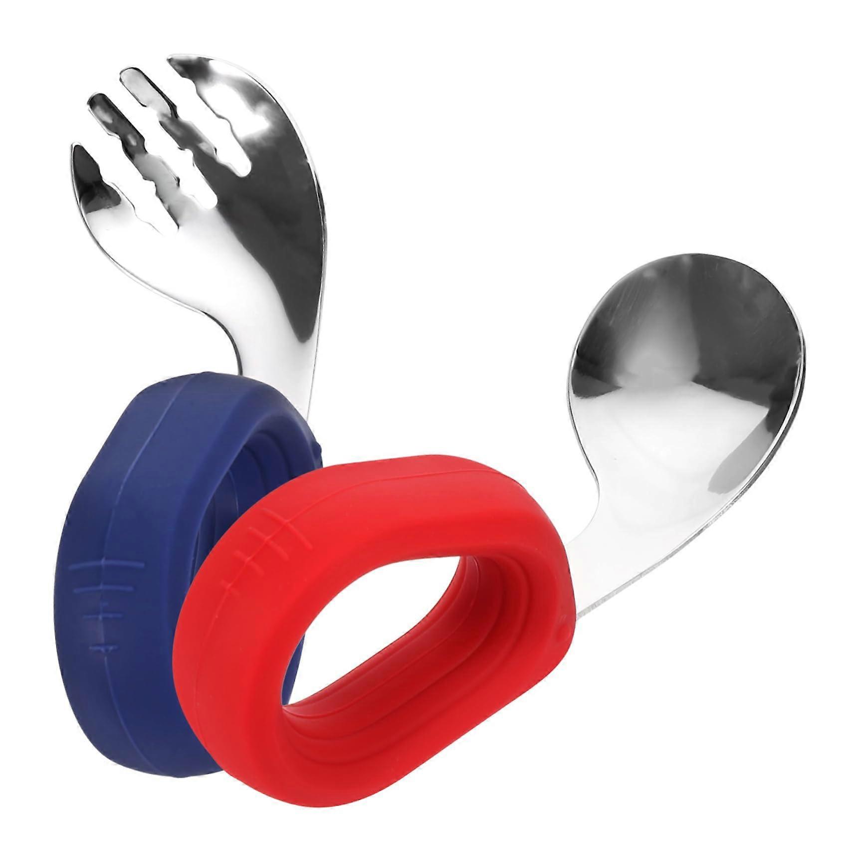 1Set Baby Cutlery Feeding Fork and Spoon for Toddlers, Ergonomically Compact for Independent Eating and Teething