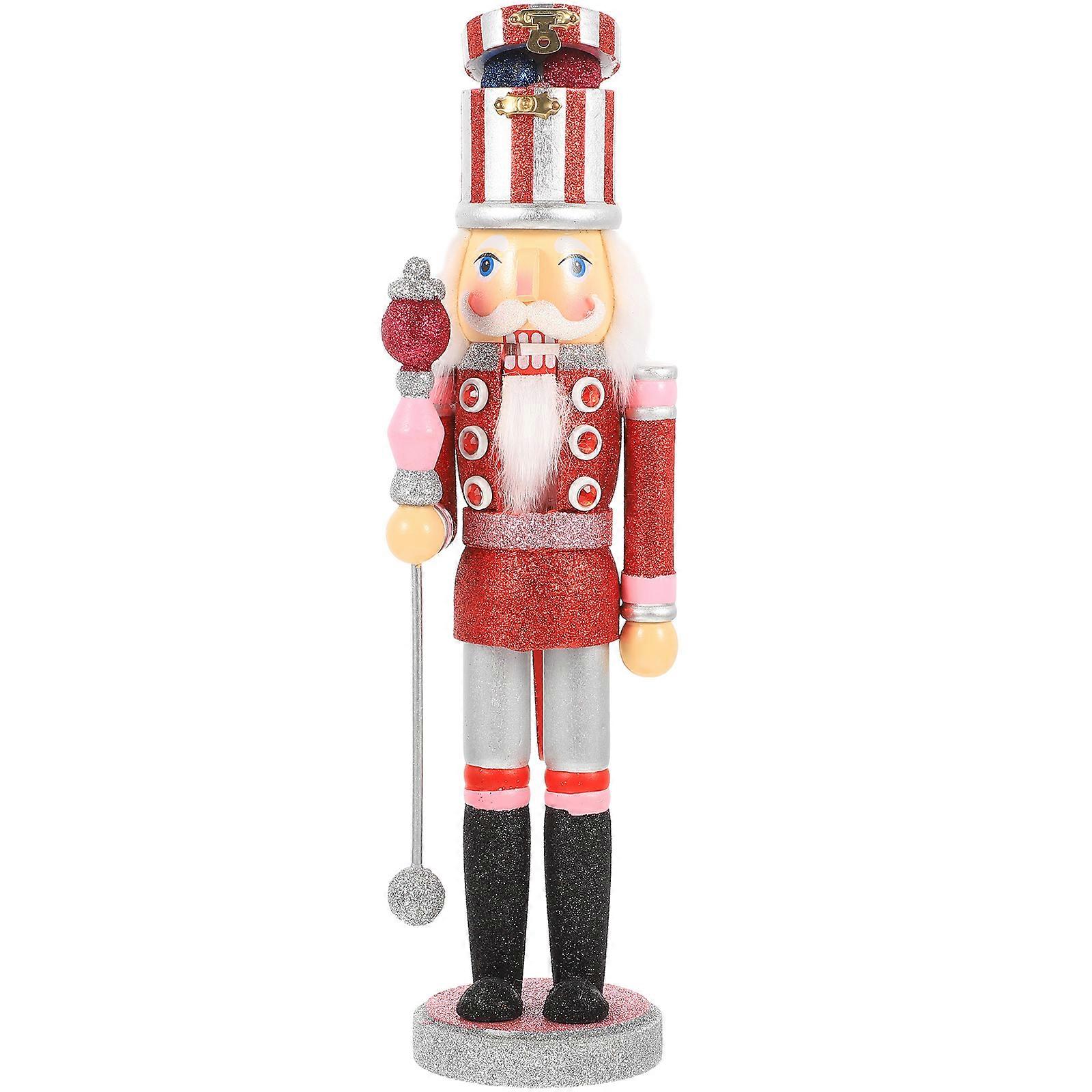 Wooden Nutcracker Craft Christmas Soldier Figurine Nutcracker Shape Christmas Ornaments 14.96 Inches (Height) Desktop Decoration 1Pcs