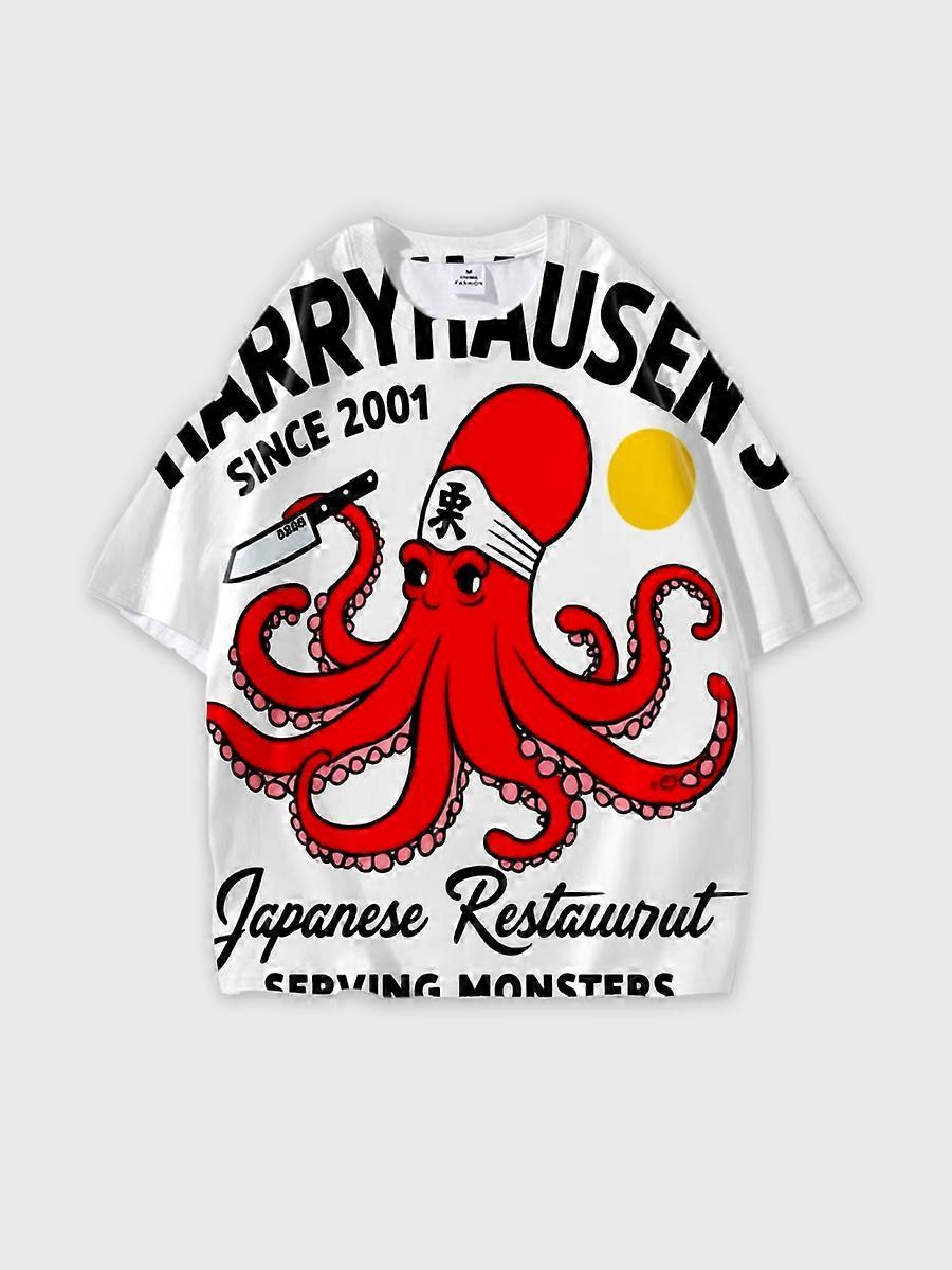 T-shirt round neck Pattern loose short sleeve N368