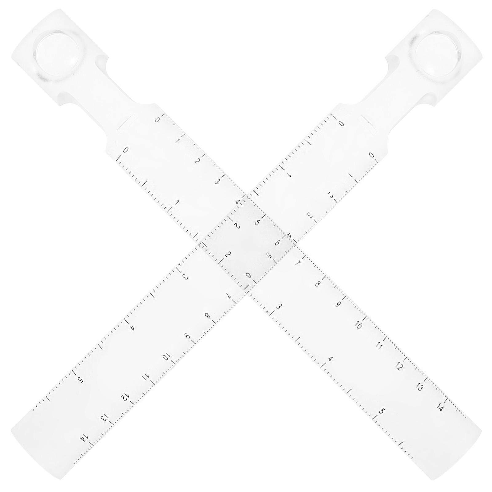 Multi Purpose Ruler Stationery Ruler Clear Magnifying Straight Ruler For Office Work Teaching Drawing 21.00X2.50X1.50Cm Abs Glass Measuring 2Pcs