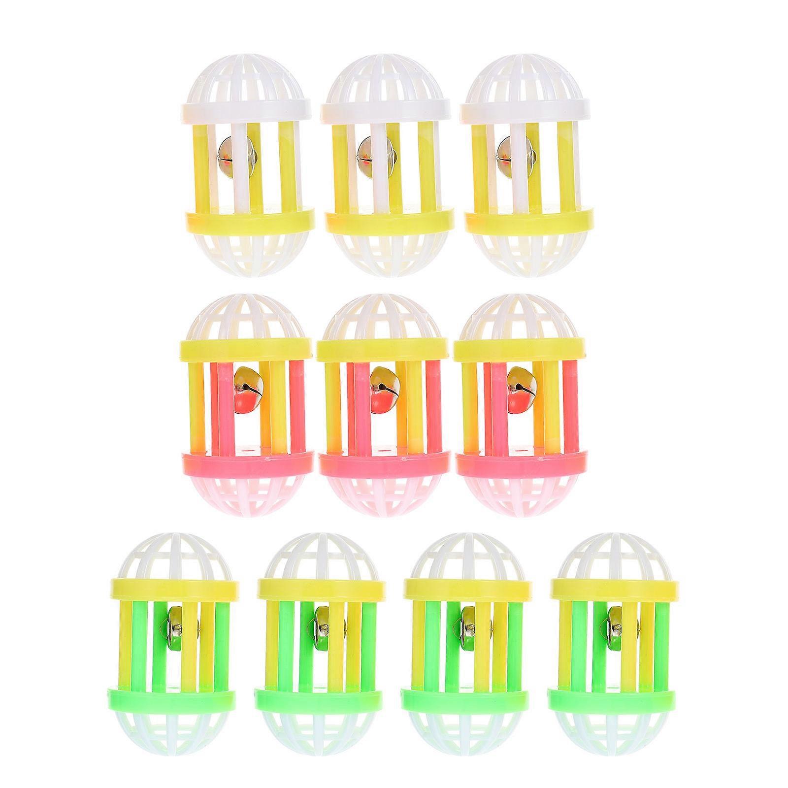 10pcs Portable Cat Teasers with Bells, Wear Resistant Interactive Plastic Cat Toy for Kitten, Stimulates Play and Hunting Instincts, Random Color