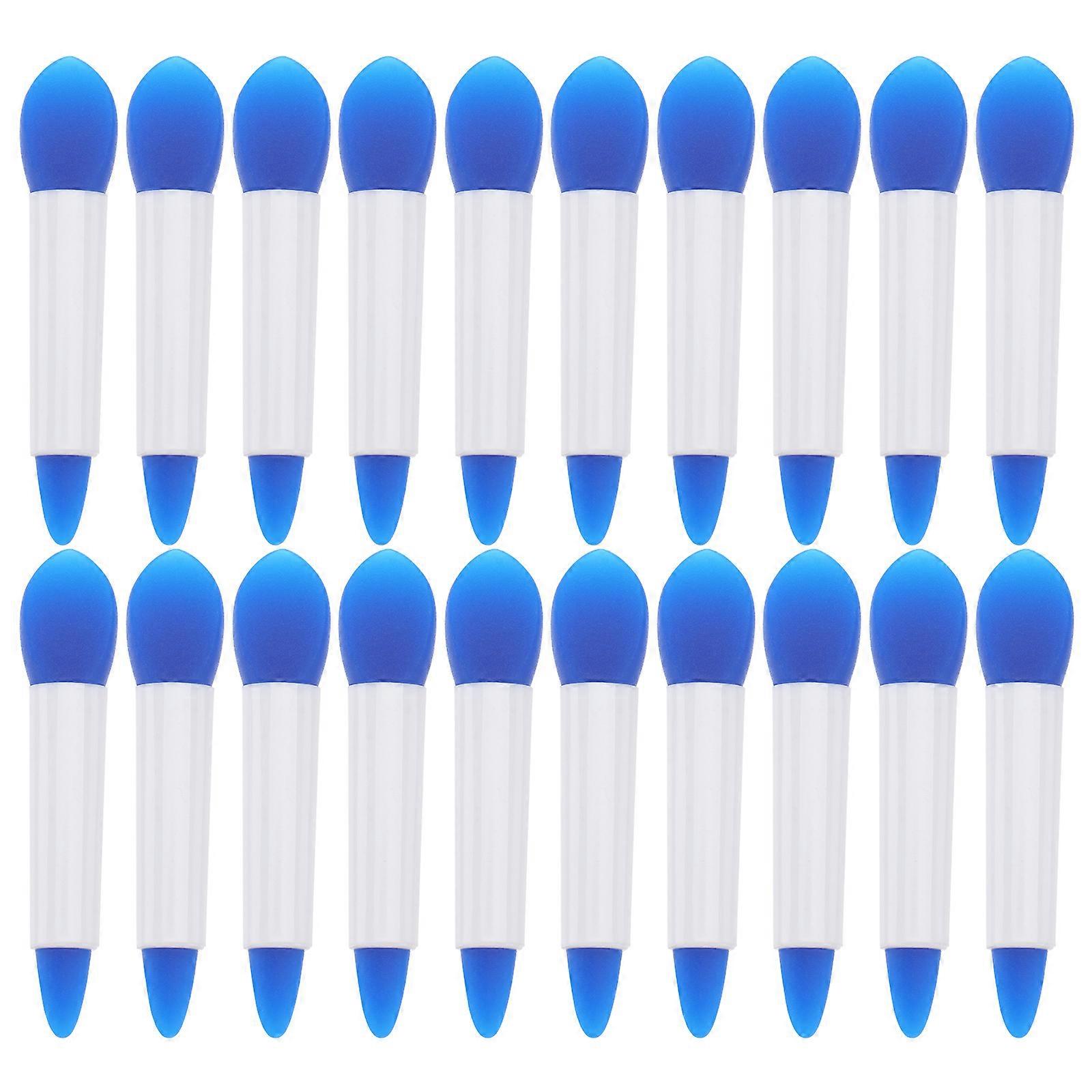 Lip Mask Applicator Stick Set 20Pcs Double-Ended Silicone Practical Makeup Brushes For Women Daily Travel Use Blue