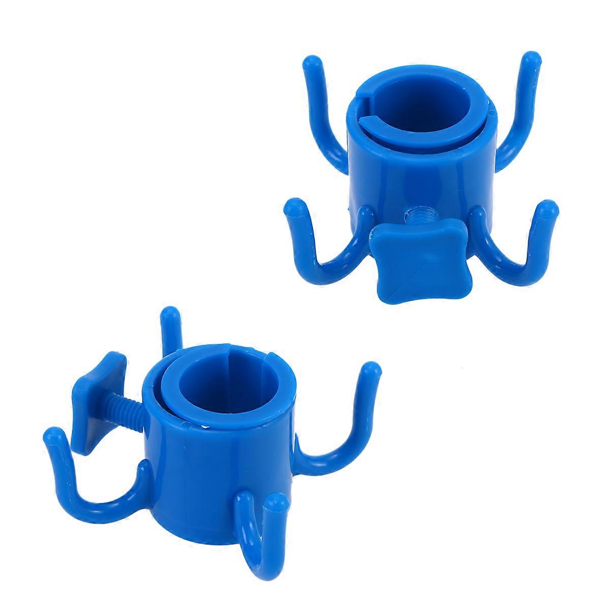 Umbrella Accessory 4-Prongs Hanging Hook Plastic Beach Patio Use Blue Color 1Pack