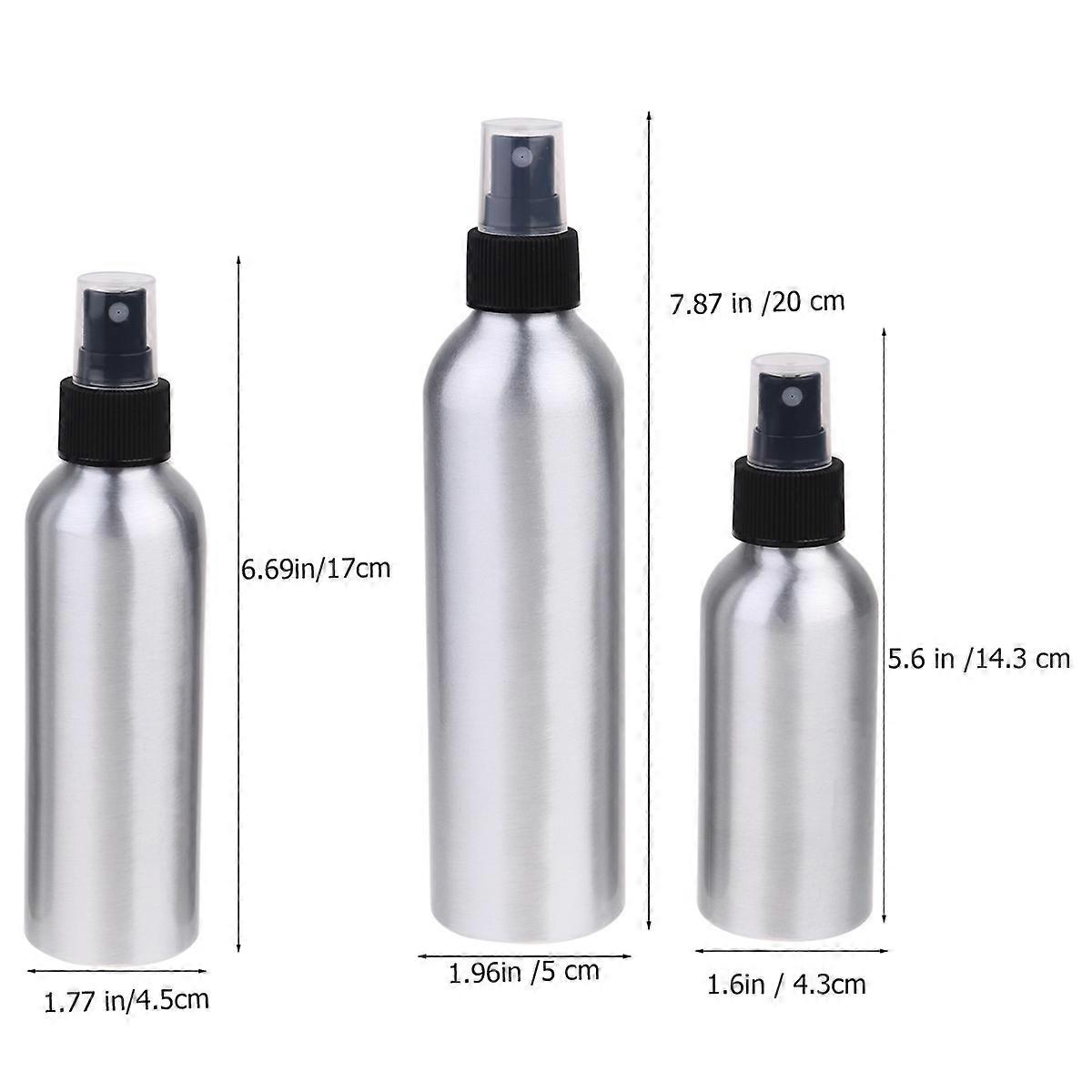 Aluminum Toiletry Bottle Refillable Spray Nozzle Storage Container General Users 3Pcs