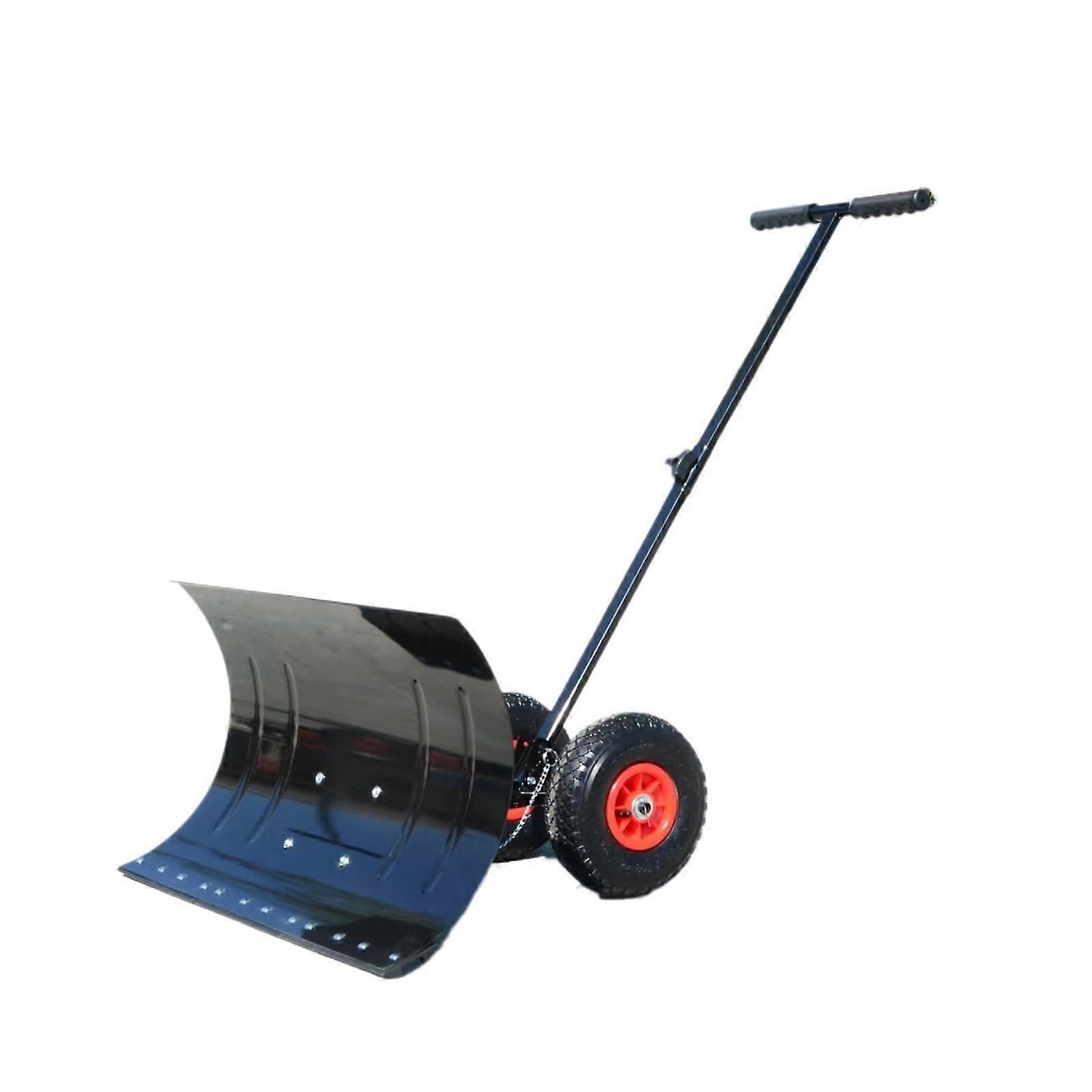 Manual Snow Shovel with Wheels and Adjustable Handle for Removing Road Snow, for Collecting Grains and Coal