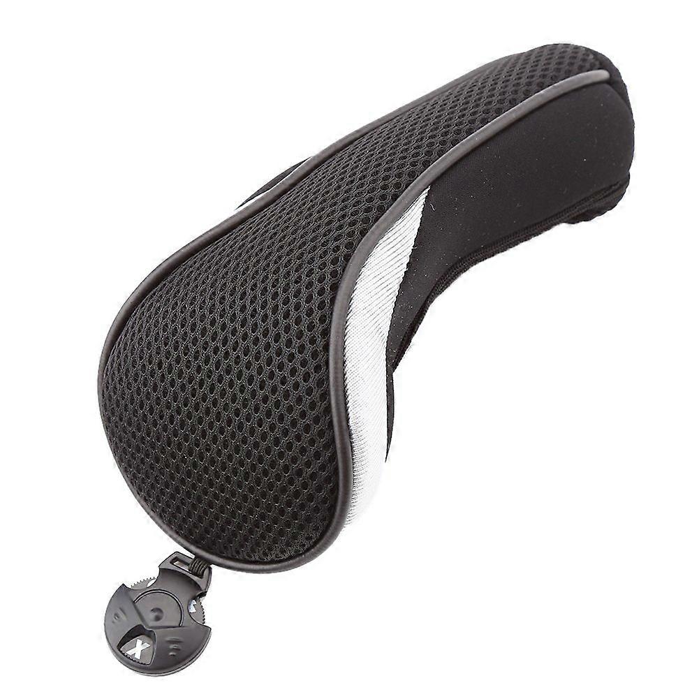 Black Golf Driver Headcovers with Interchangeable Labels for Fairway Woods and Hybrids, Sizes 3, 4, 5, 7, 9X