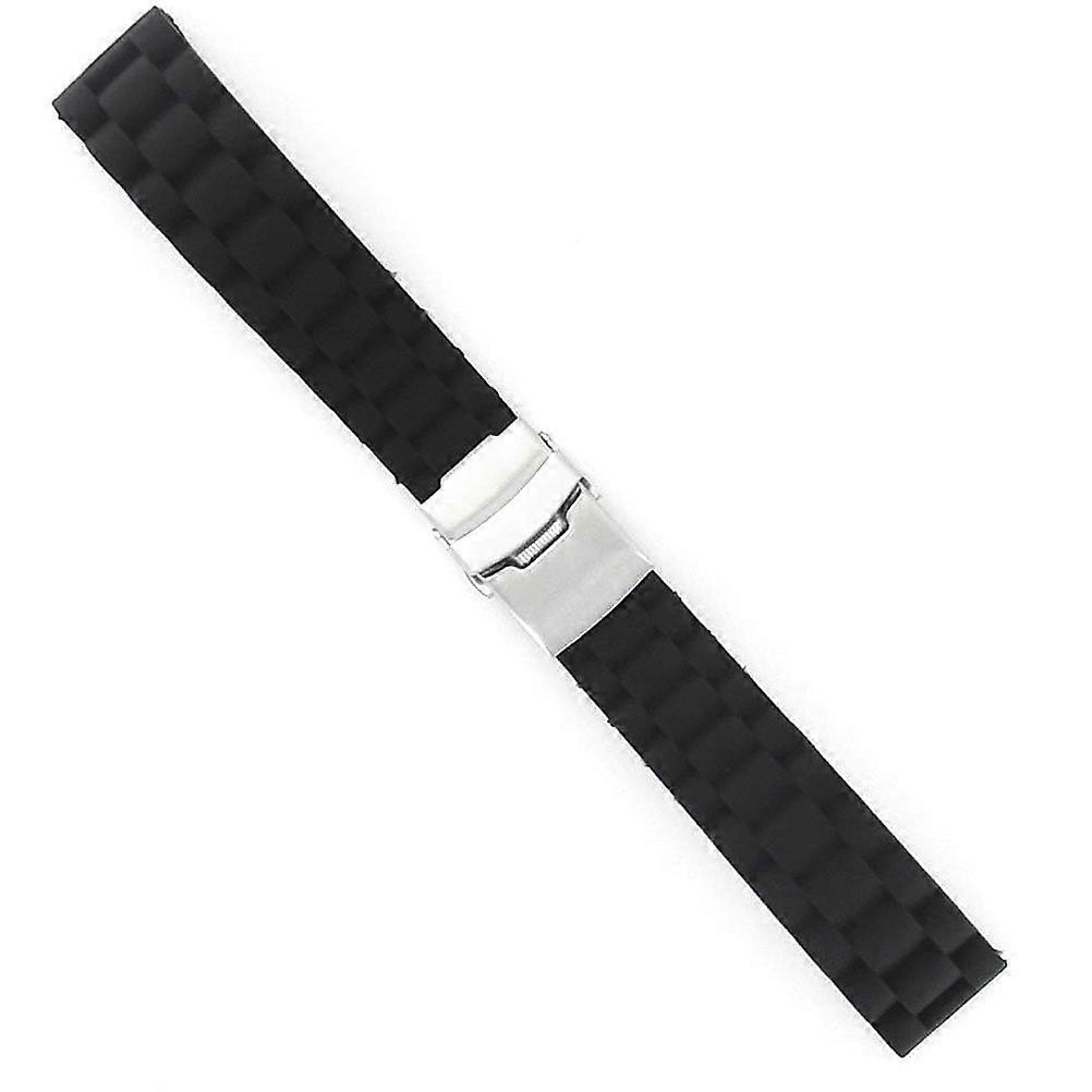 Here's a refined and professional product description based on your input:
**Silicone Watch Band Strap with Stainless Steel Deployment Clasp for