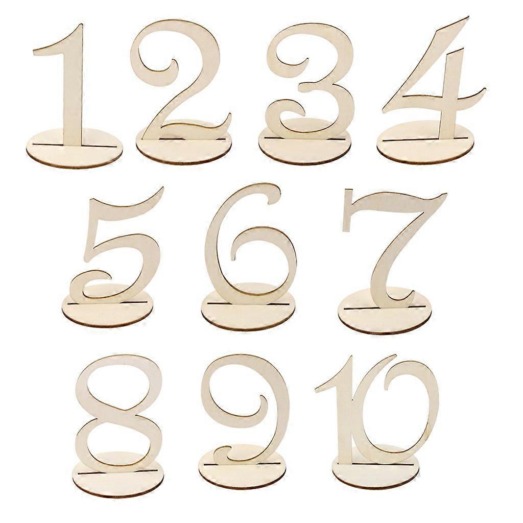 Wooden Table Numbers 1-10 Set 10 cm for Weddings Birthdays Party Decoration Rustic Style High Quality