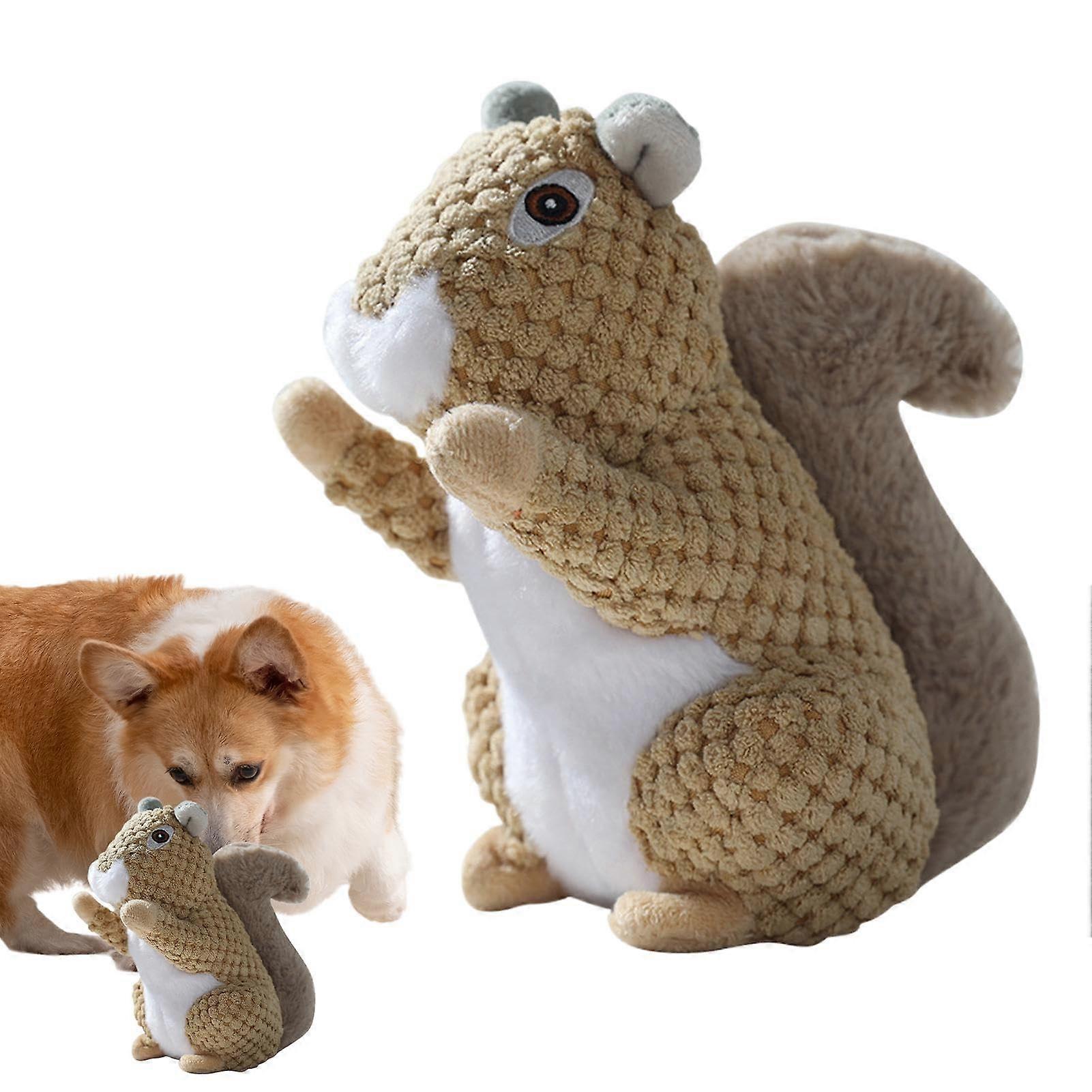 Squirrel Dog Chew Toy Plush Teething Toy for Dogs and Puppies Gentle Chew