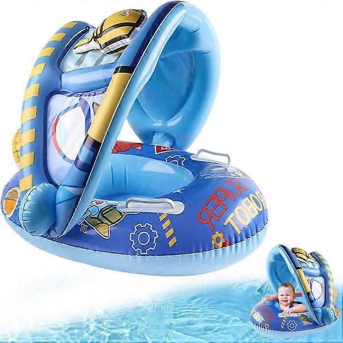 Inflatable Baby Buoy with Parasol Inflatable Swimming Ring and Anti UV Protection, Pool Seat for Baby Child