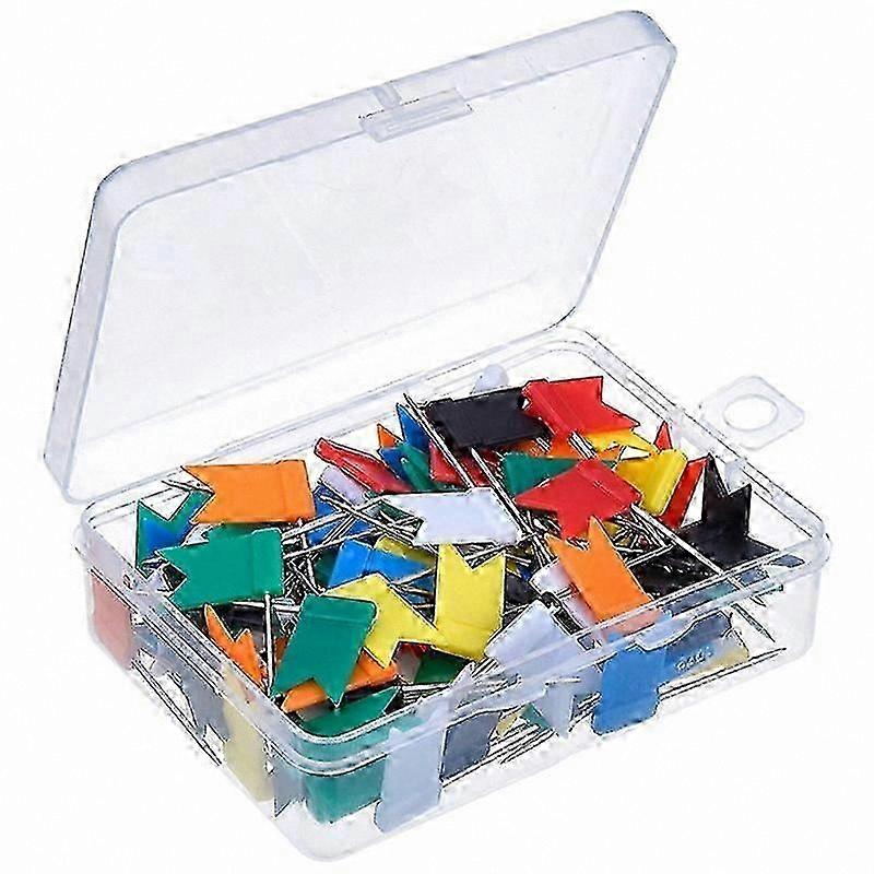 100 Pcs Colored Flag Push Pins Travel Map Tacks Marking Pins,7 Assorted Colors Map Thumb Tacks Plastic Head with Steel Point