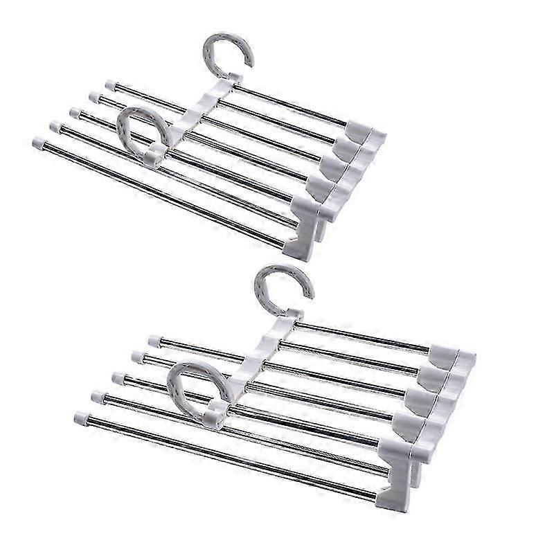 Space-Saving Clothes Hanger & Pants Shelf - Multi-Functional Organiser (2pc, White)