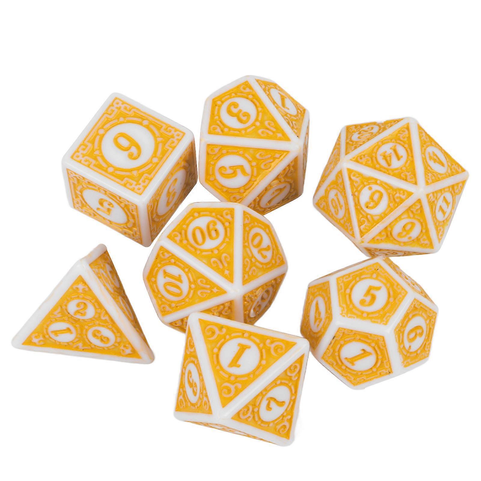 7pcs Polyhedral Dice Set Clear Number Waterproof Portable Table Game Role Playing Game Dice Set Yellow