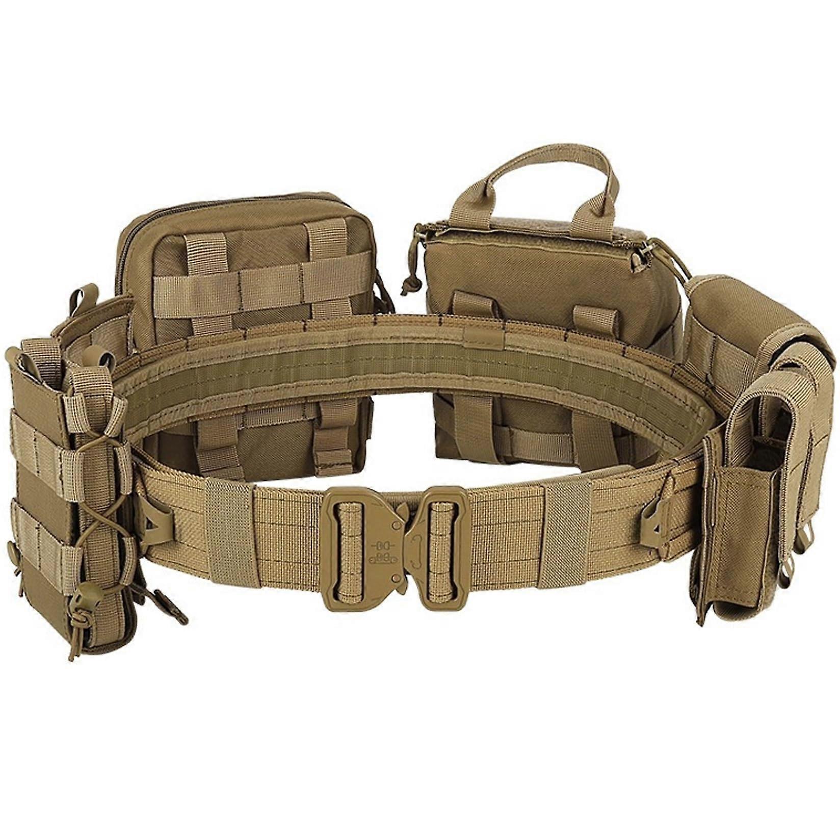 Combat Belt With Accessories 8-In-1 Detachable Belt, Adjustable Heavy-Duty Tactical Belt For Daily Commuting And Hunting