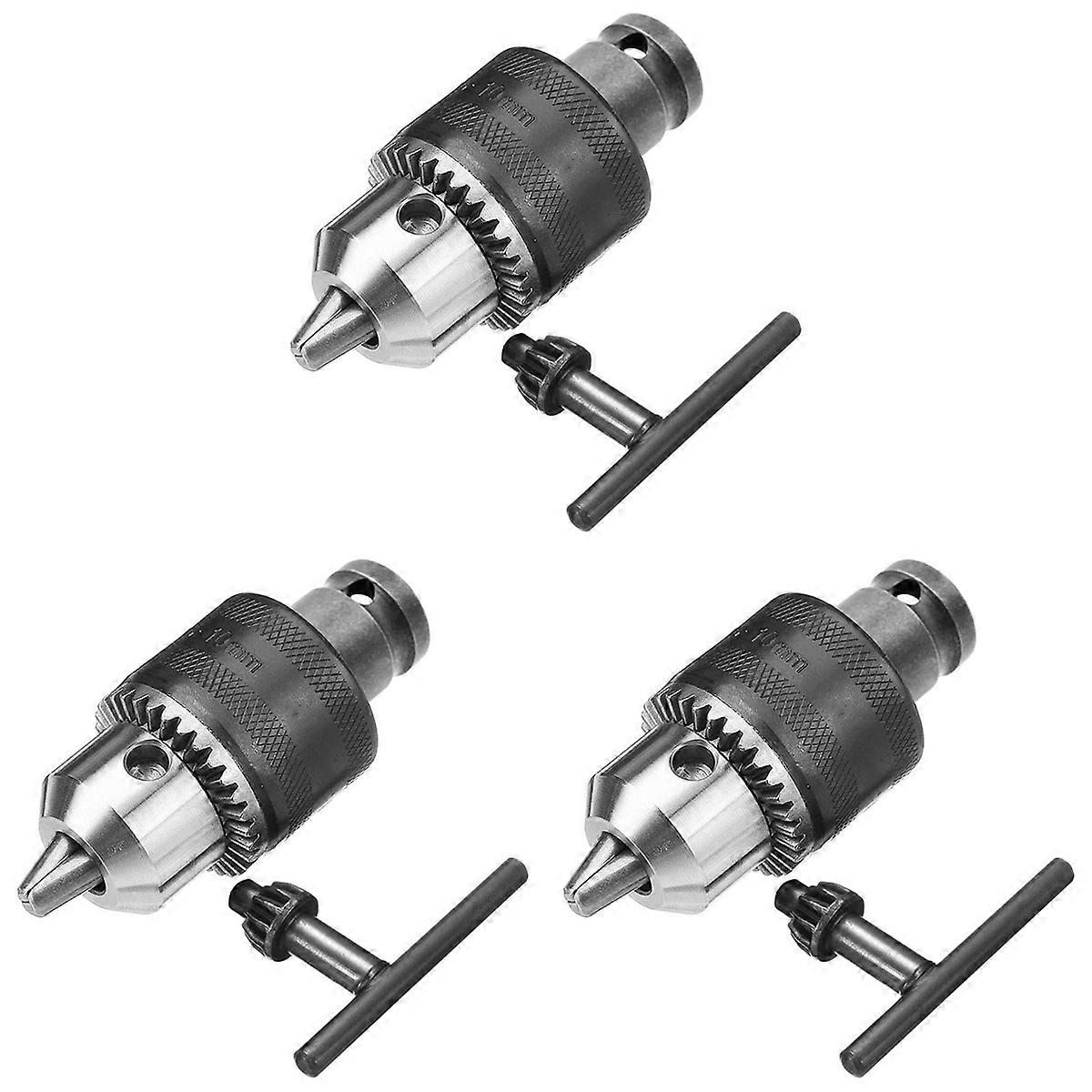 3 Set 1.5-10mm 1/16 Inch - 3/8 Inch Capacity Key Drill Chuck Wrench Converter 1/2 Inch Socket Square