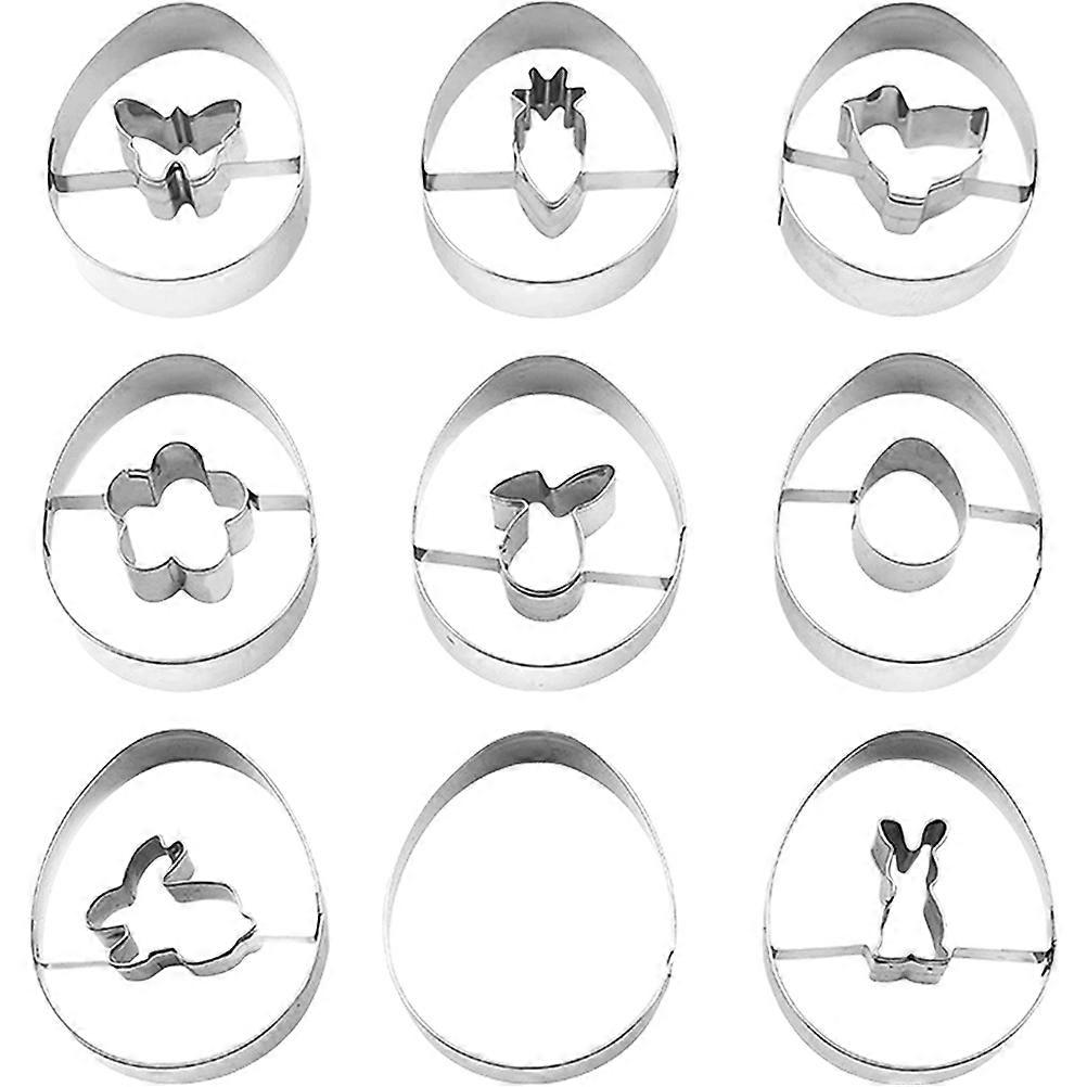 Easter Cookie Cutters Set 9pcs Stainless Steel Baking Molds for Creative Cookie Shapes, Safe & Easy to Clean