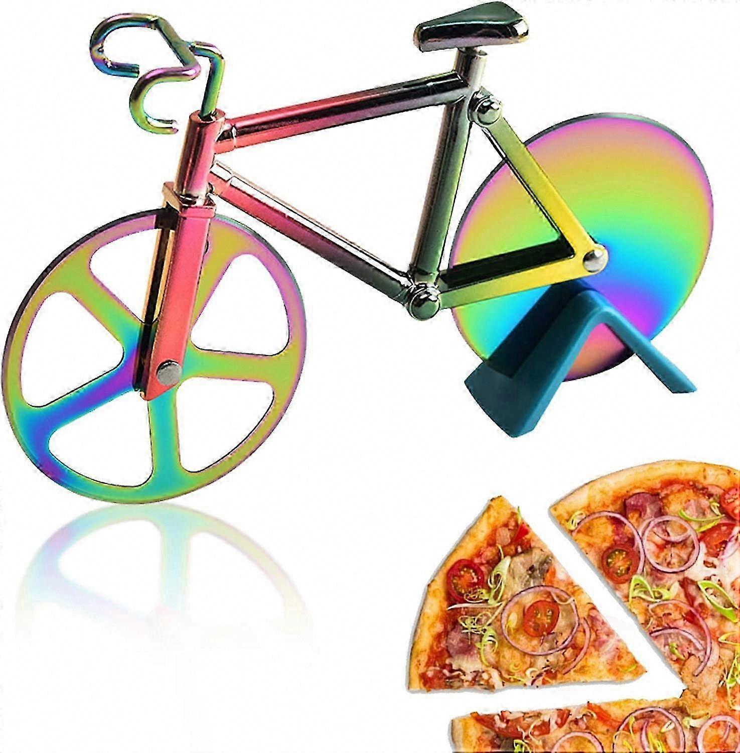قاطع بيتزا الدراجة ، قاطع بيتزا غير لاصق للدراجة مع حامل ، شفرات فائقة الحادة ، مناسبة لتقطيع البيتزا