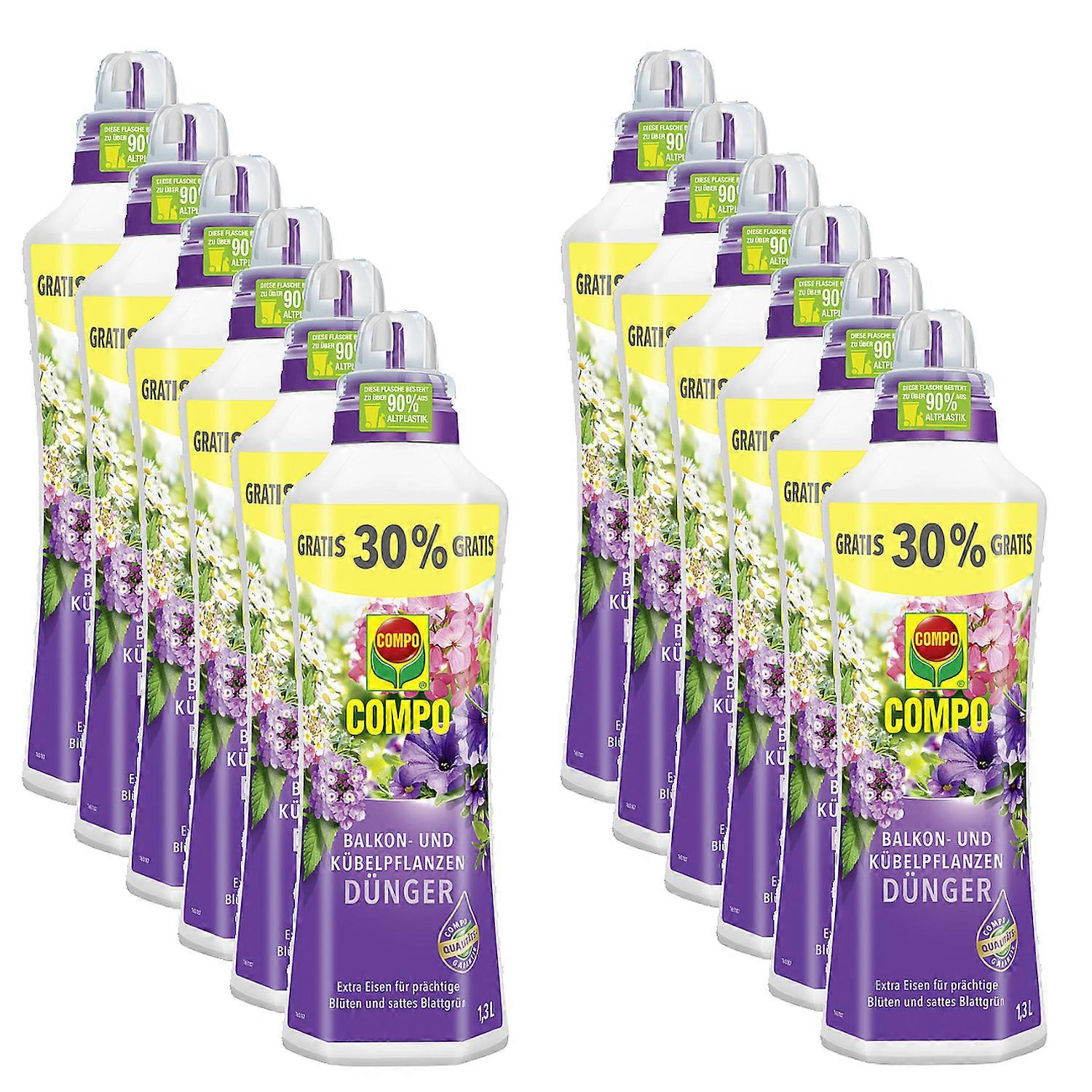 12 x COMPO balcony and container plant fertilizer, 1.3 liters