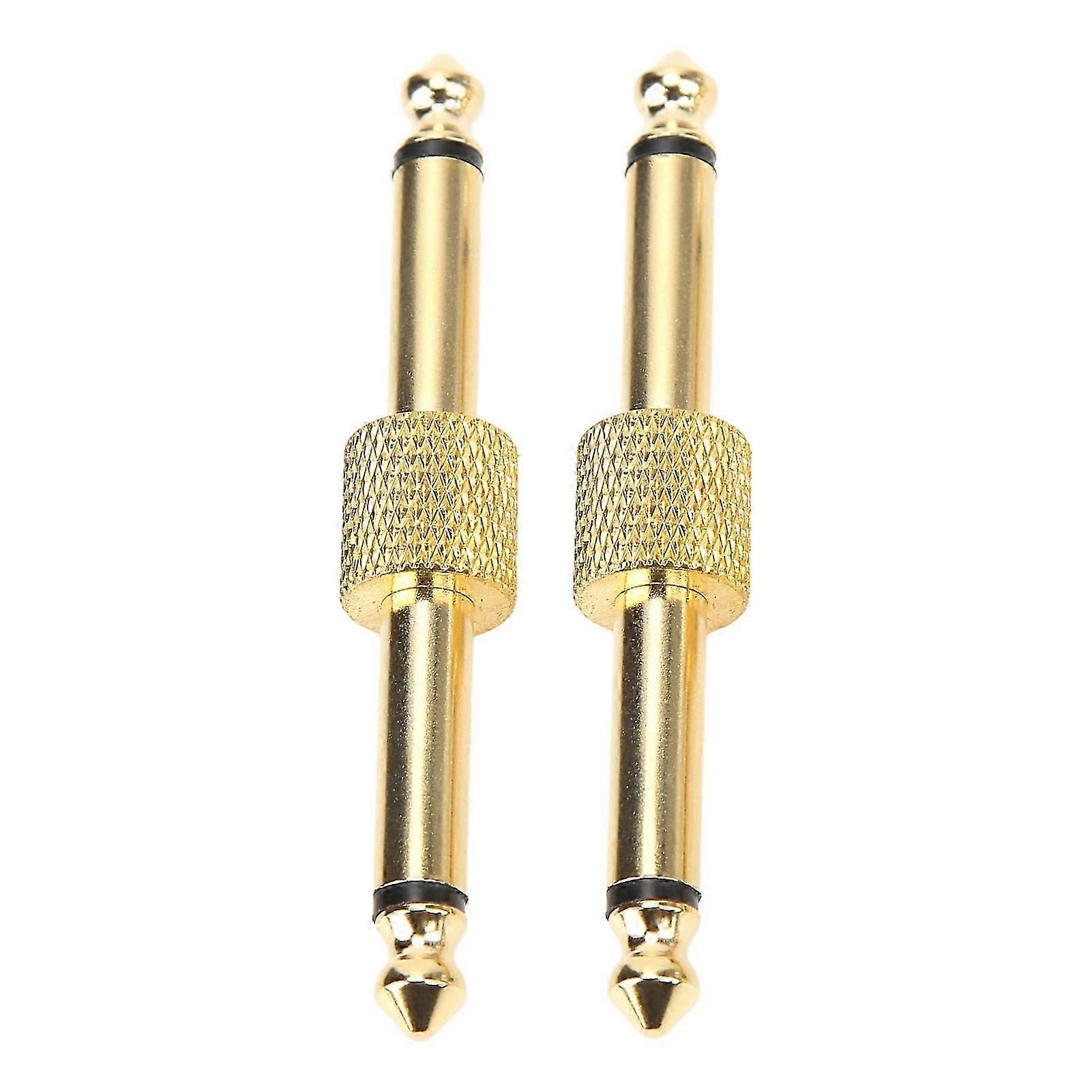 2PCS 6.35mm Effect Adapter Connector Noise Reduction Guitar Pedal Coulper Conversion PlugGold