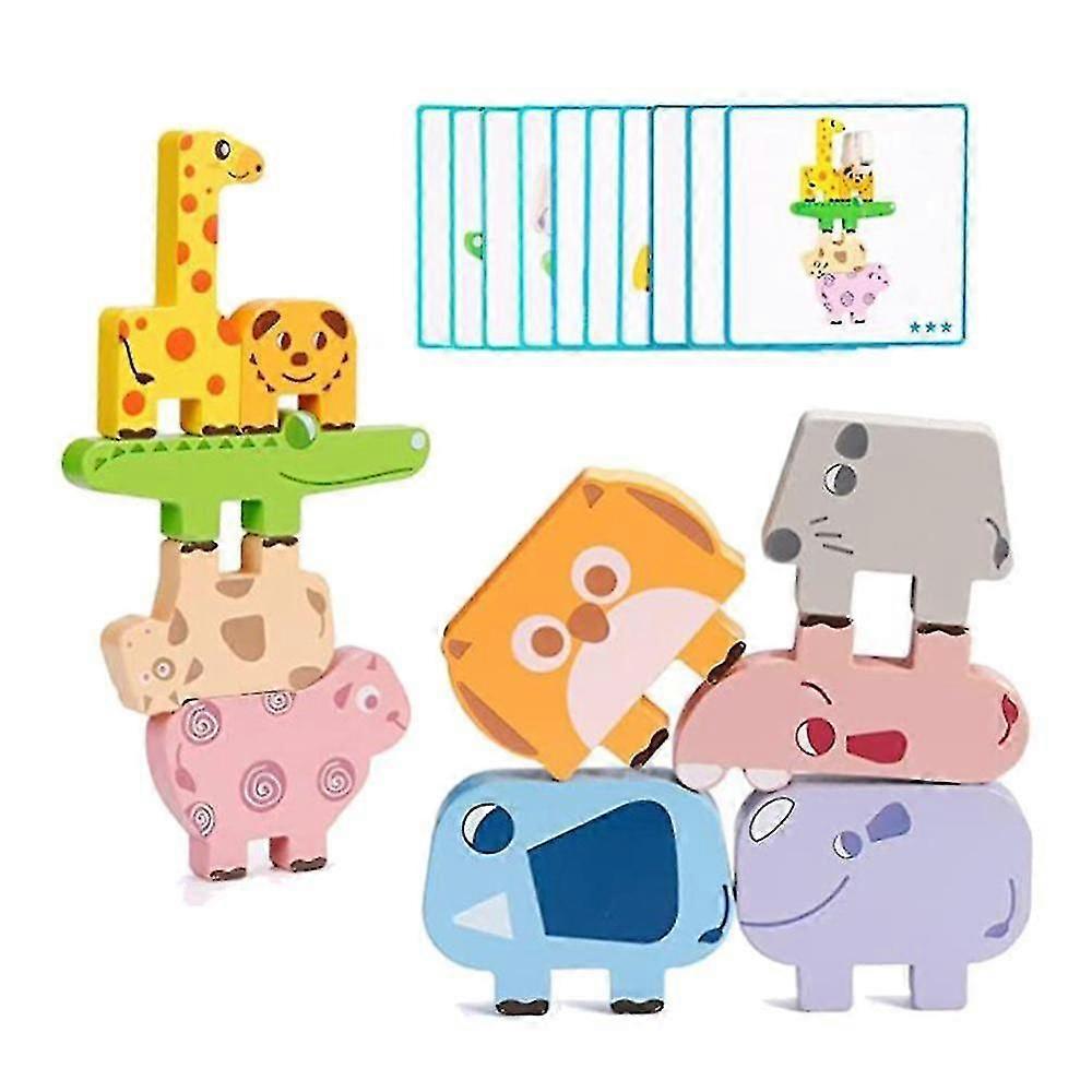 Traditional Wooden Animal Stacking Game - Perfect British Nursery Activity for Toddlers