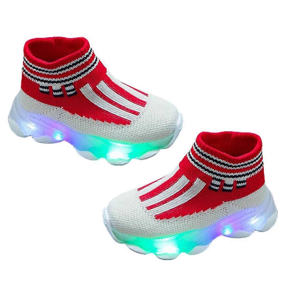 LED Light Up Shoes for Kids with Comfortable Fabric and EVA Ideal for Running and Playing Red