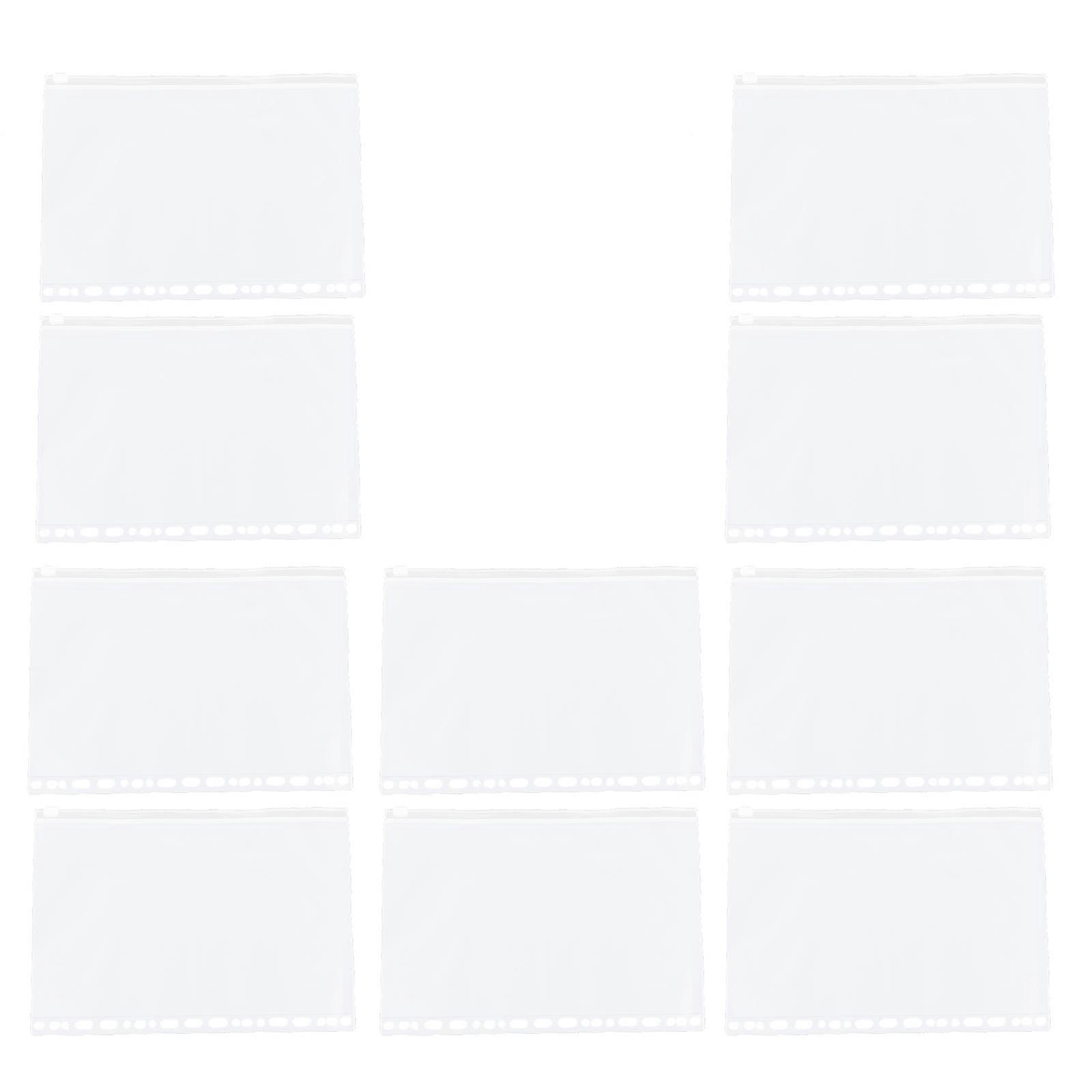 10Pack Loose Leaf Binder Storage Bags Made Of Clear PVC Ideal For Office Use And Business Card Storage With Smooth Surface