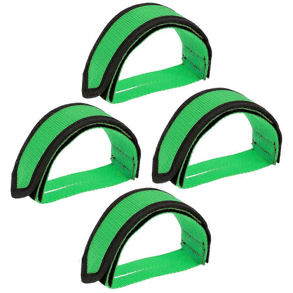 Slip Bike Pedal Straps with Toe Clips Durable Green Cycling Foot Straps for Enhanced Safety and Comfort