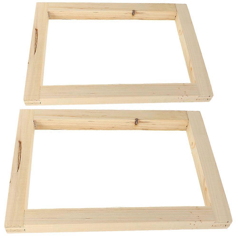 Beige Wood Screen Printing Frame for DIY Projects Easy and Convenient Use Small Size 2Pcs