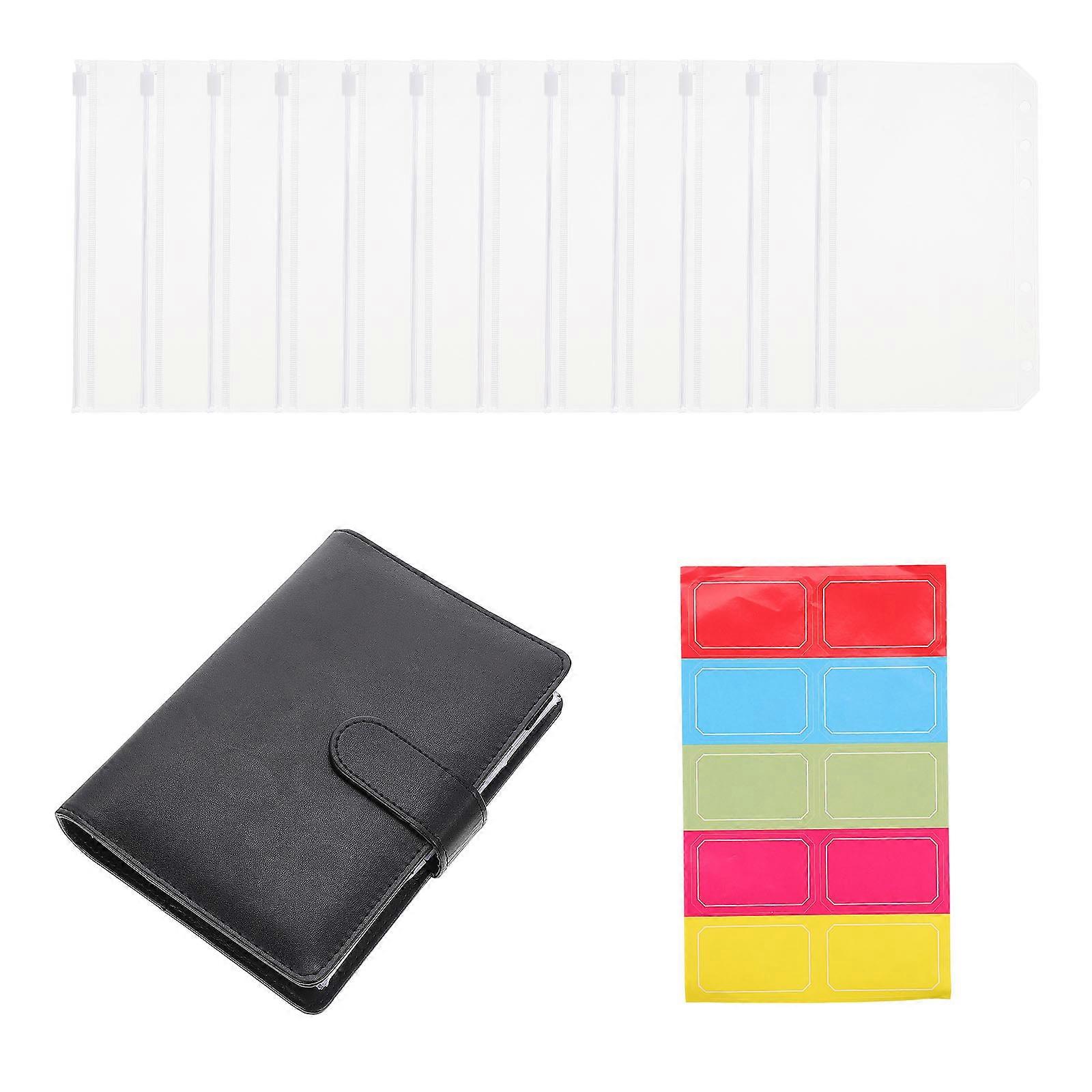 Portable Cash Envelopes Wallet Budget Planning Binder For Recording Finances A6 Black Privacy Protection 1 Set