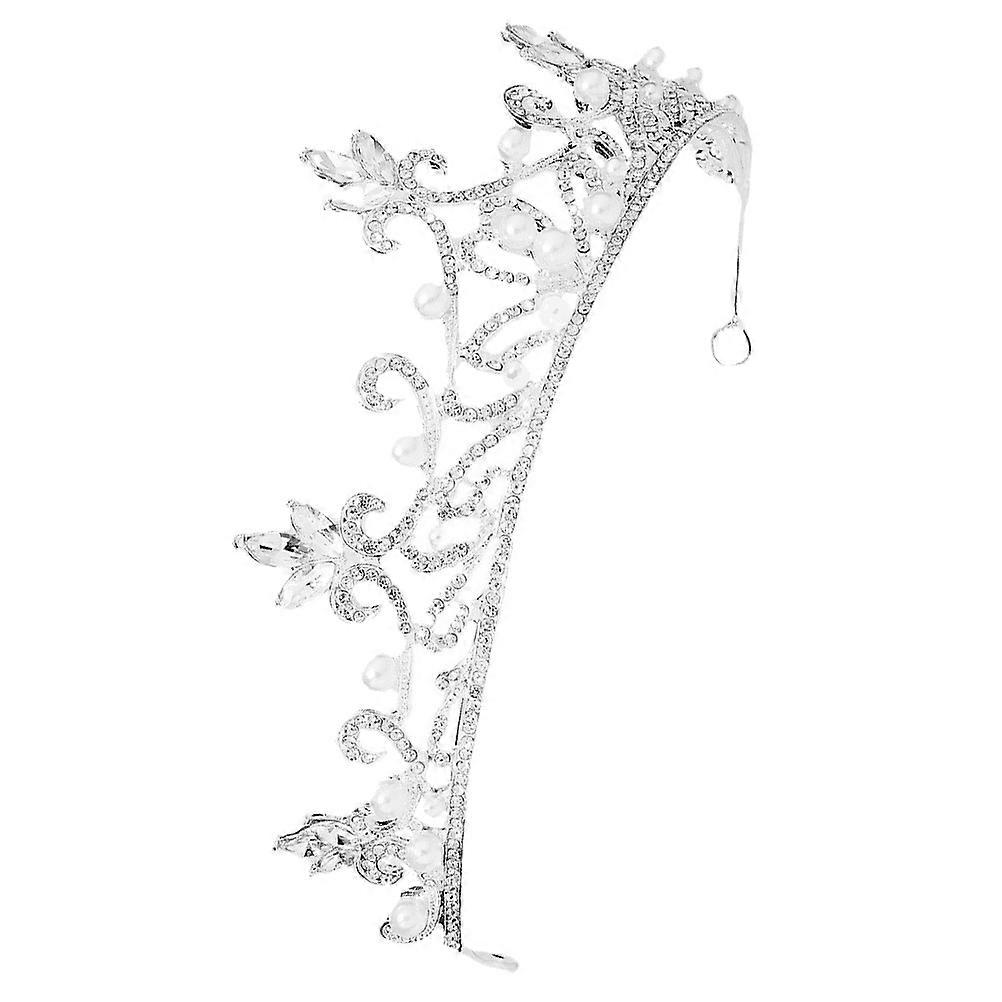 Brudeklippdekorasjon Rhinestone Perlekrone til bryllup 1 stk. sølvlegering