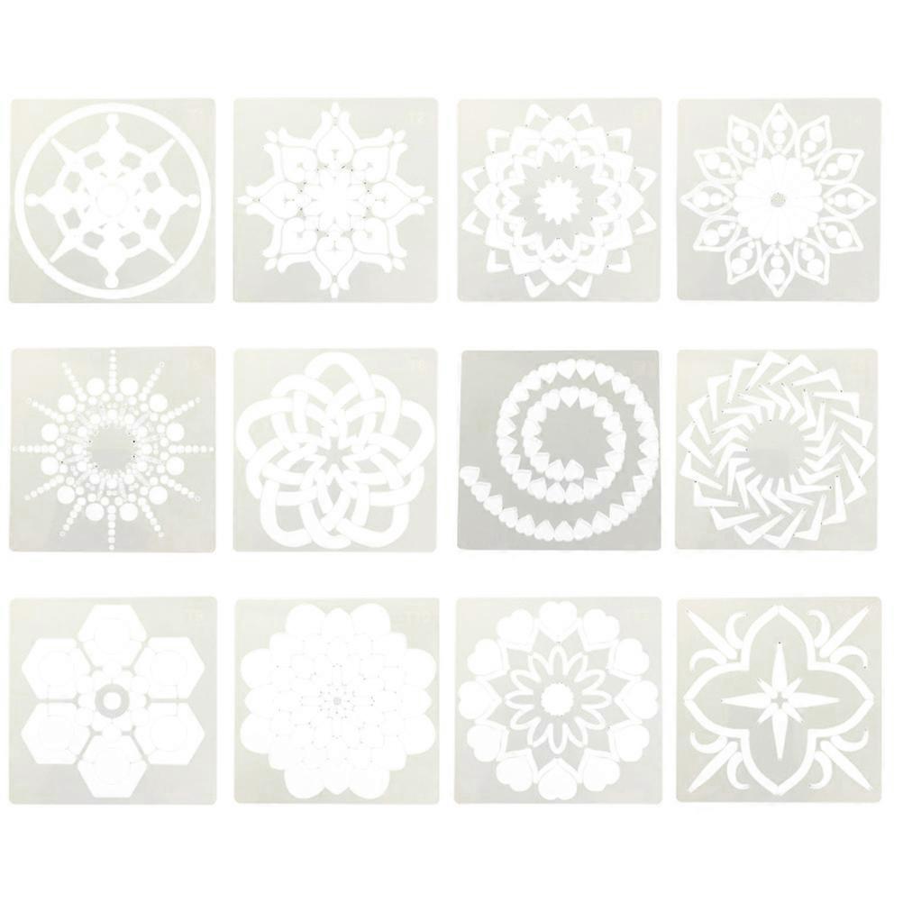 Painting Templates 12pcs Drawing Stencils for DIY Art Crafts Hollow Out Mandala Patterns for White Drawing Board