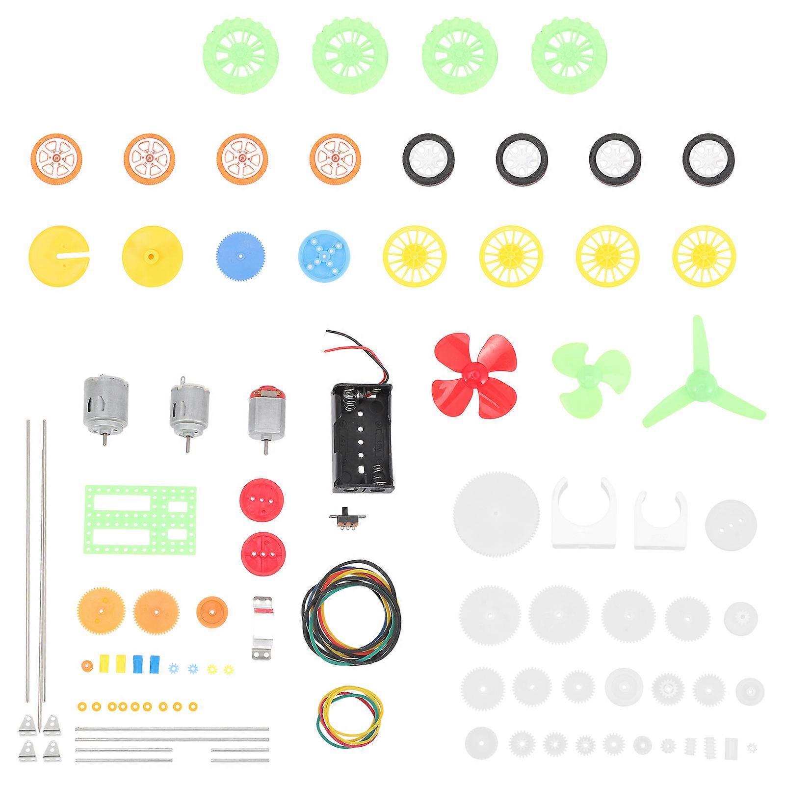 112pcs Kunststoff Räder Zahnräder Gleichstrommotor Kit Elektromotor Spielzeug Zubehör