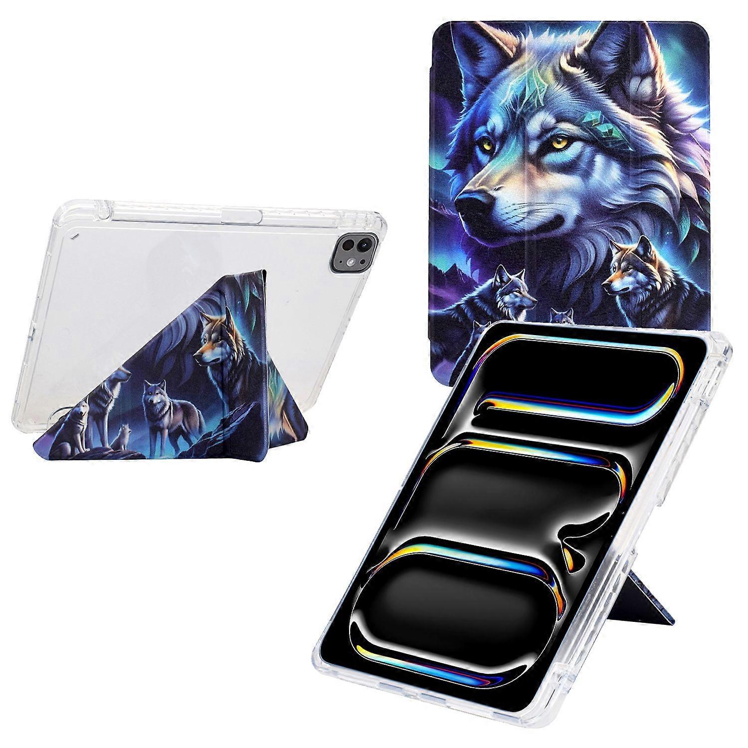 per iPad Pro 11 (2024) Custodia Y-Fold Stand Pattern Print Leather + Cover per tablet in acrilico trasparente con portamatite