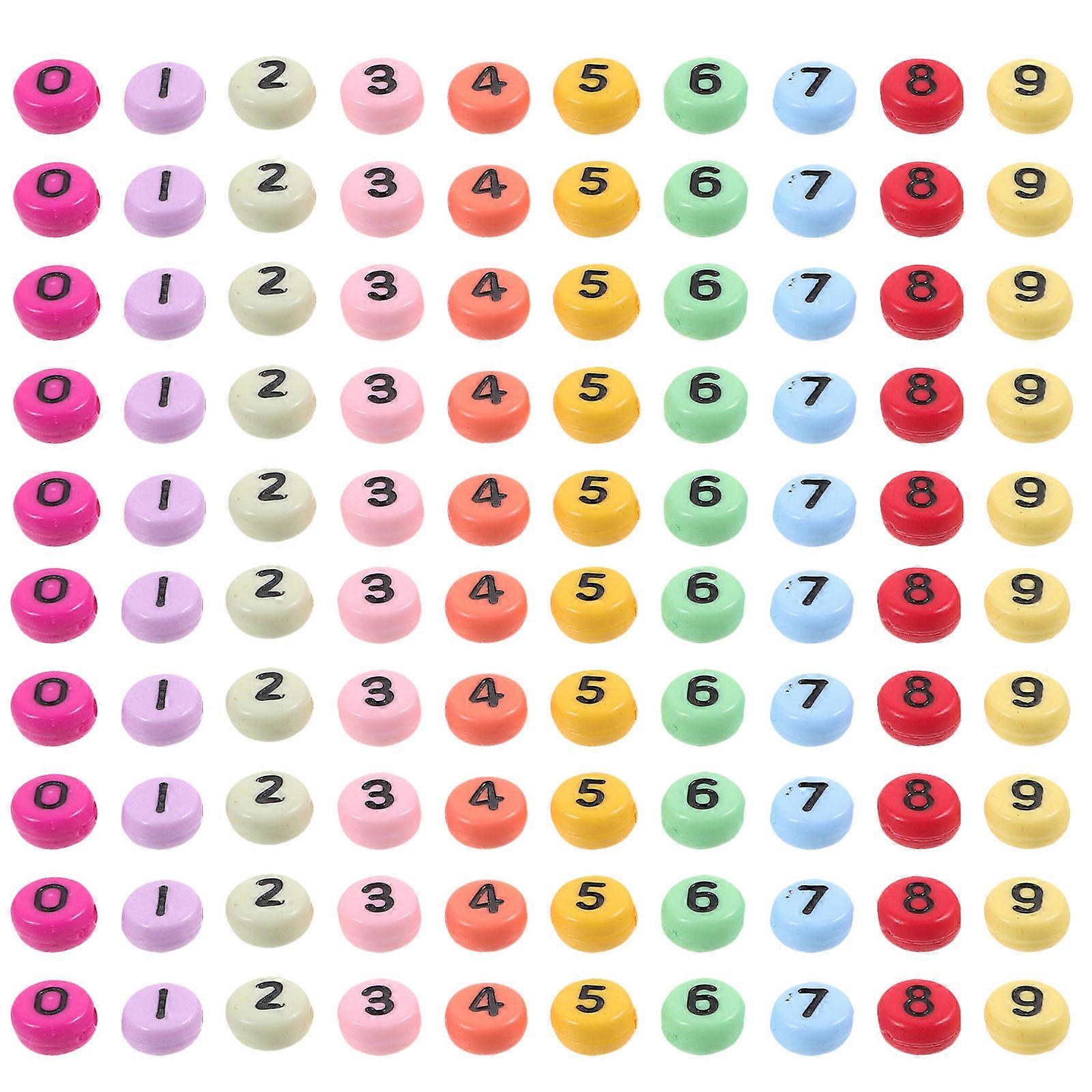 Acrylic Number Beads for DIY Bracelet Making Assorted Color with Hole 100Pcs
