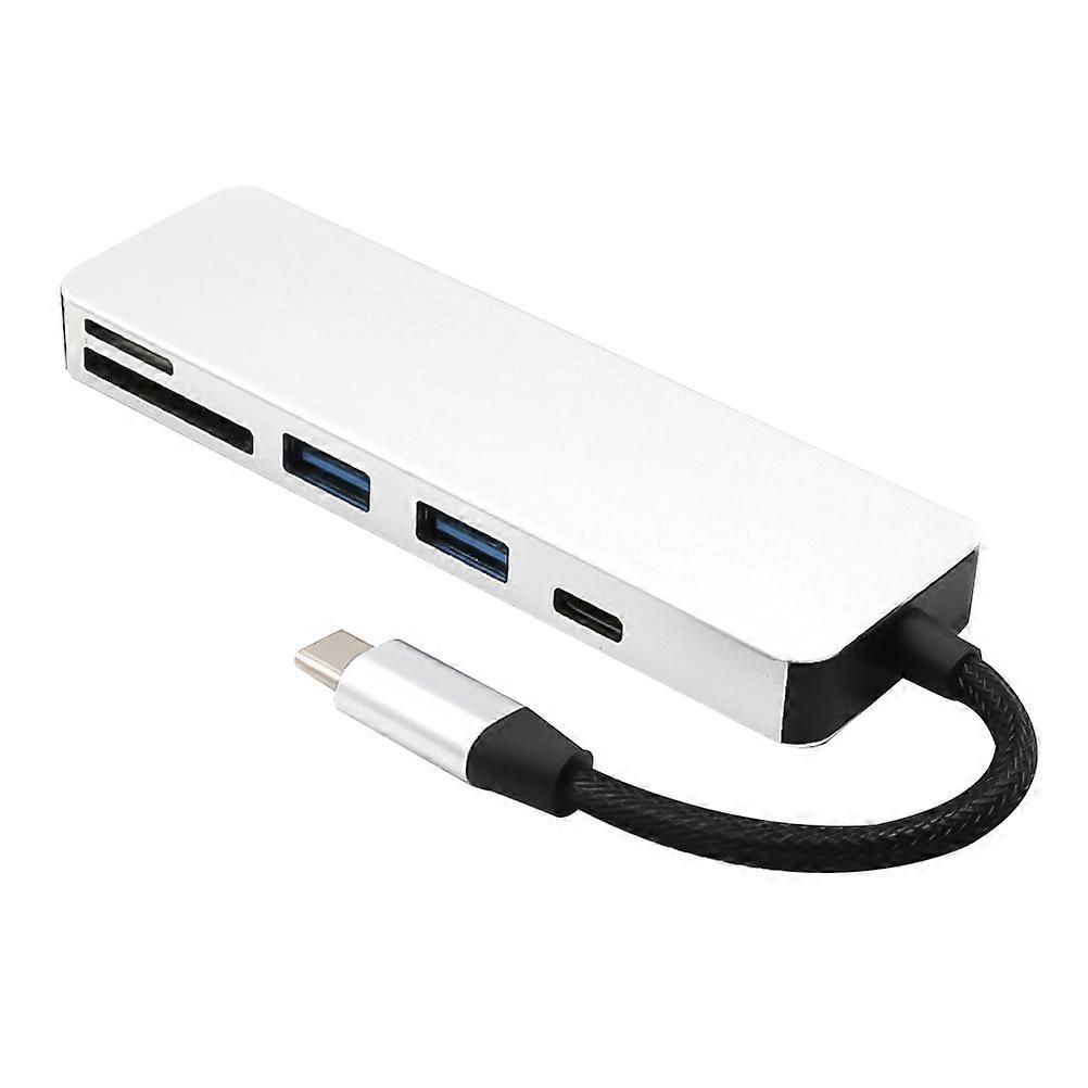 USB Hub Type Adapter 5-In-1 For Tech Users Office Work 14X10CM Compact Size No Driver Required 1 Set