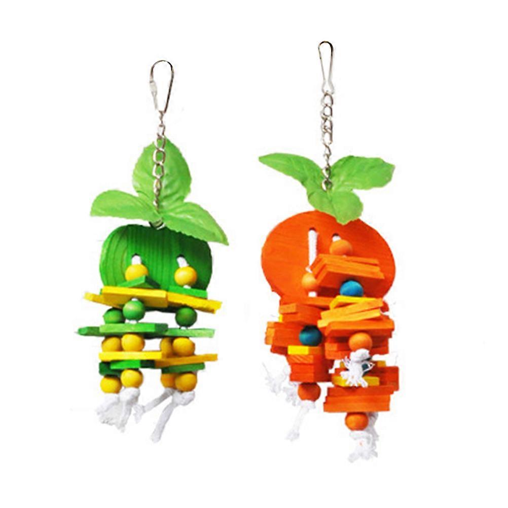 Bird Chew Block Toy 2Pcs Orange And Multi Colored For Parrots And Other Small Birds During Exploration And Training 22 X 10 X 10 Cm
