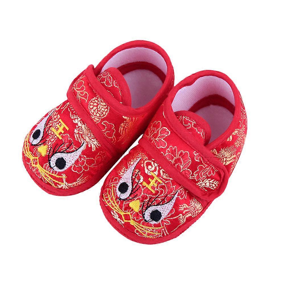 Comfortable Red Footwear Designed For Infants With Tiger-Head Shape Size 12 Lightweight 1 Pair