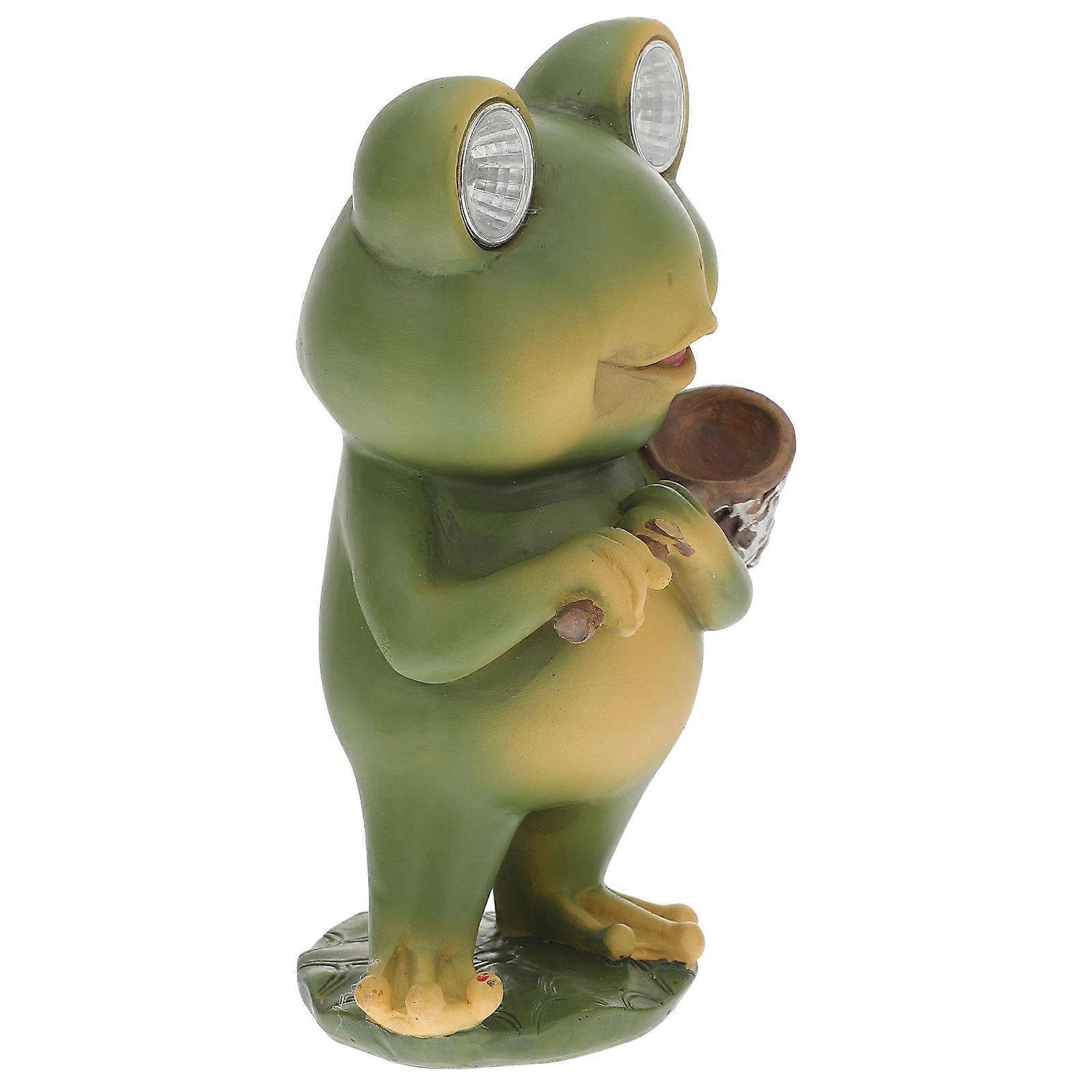 Solar Powered Animal Shape Night Light Garden Resin Ornament For Homeowners Featuring Green Color And Elegant Appearance With 1Pcs Design