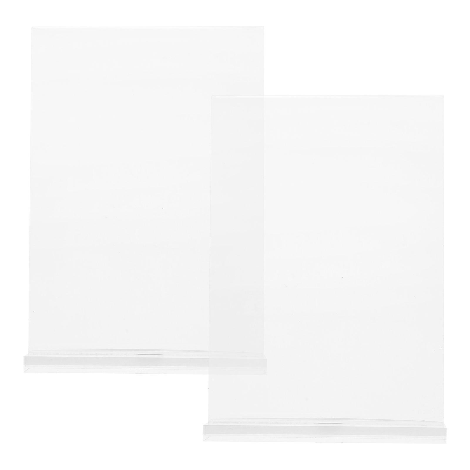2Pcs A6 Double Sided T Shape Acrylic Sign Holder Clear Display Stand for Menu Flyer Document Office Restaurant Transparent