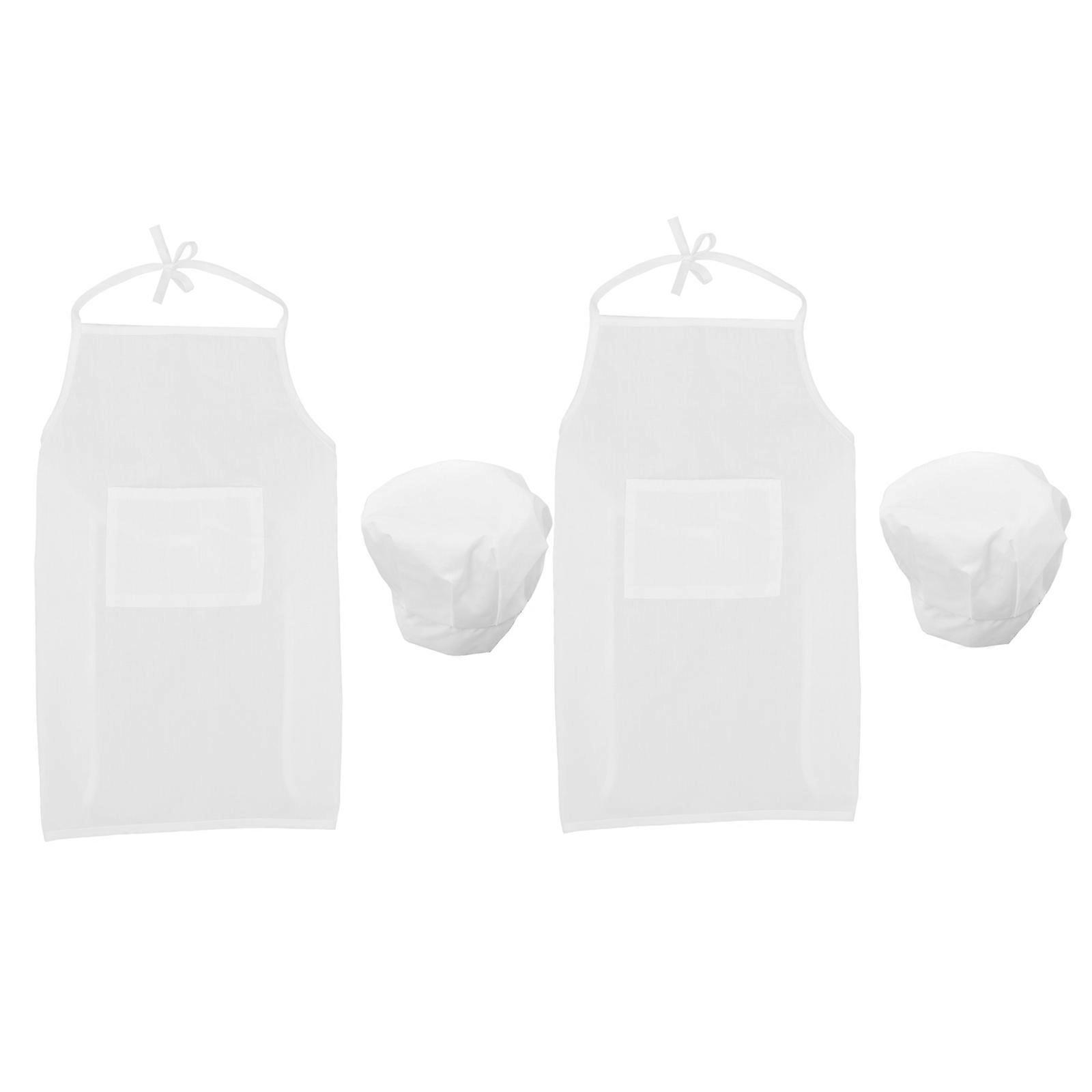 2 Set Chef Outfit Photography Props Lightweight White Apron and Hat for Boys Photo Shoot Culinary Theme Costume
